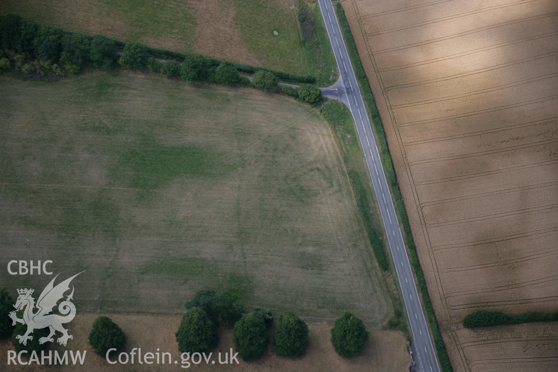 RCAHMW colour oblique aerial photograph of Harpton Roman Fortlet. Taken on 27 July 2006 by Toby Driver.