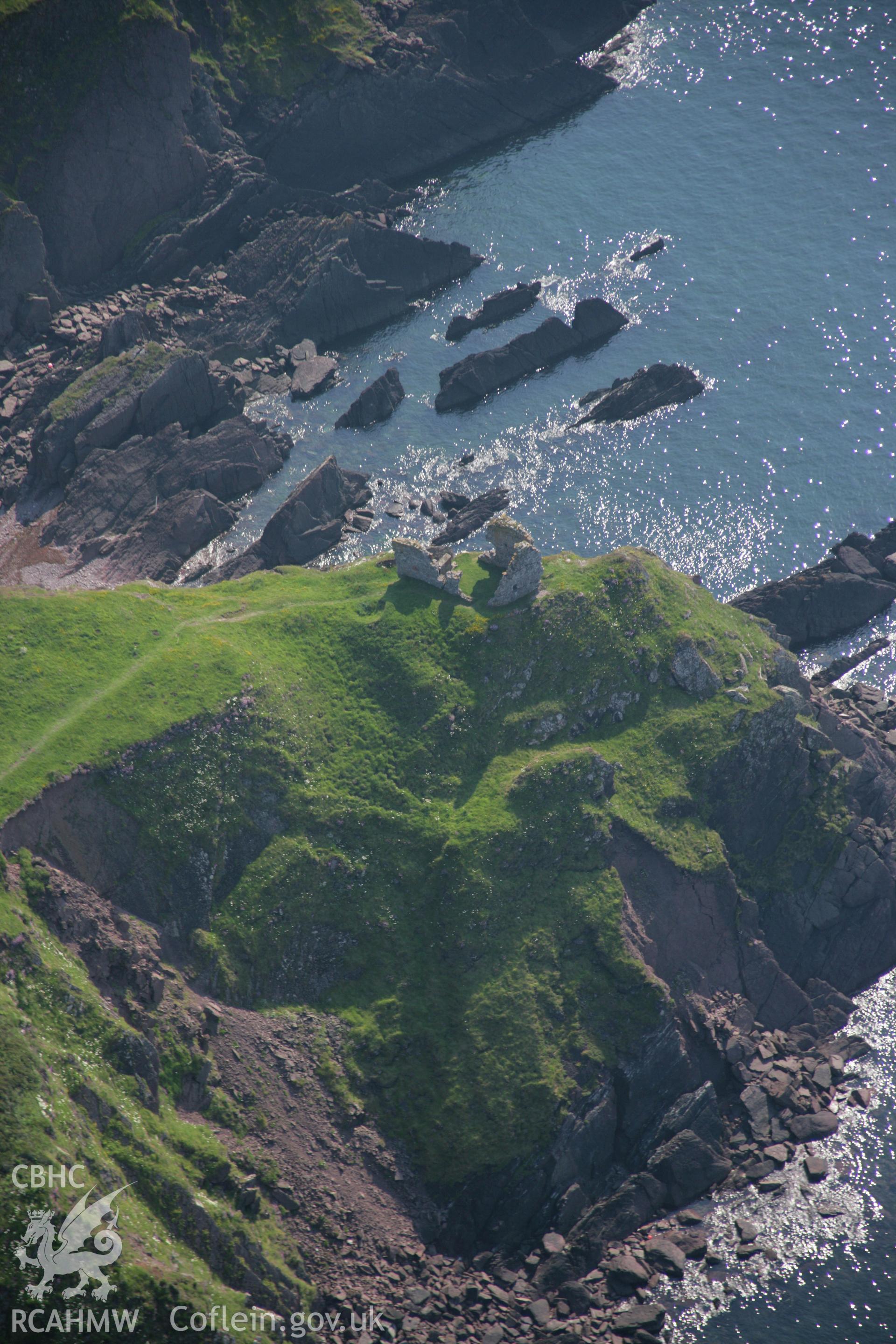 RCAHMW colour oblique aerial photograph of East Blockhouse, Angle viewed from the north. Taken on 08 June 2006 by Toby Driver.