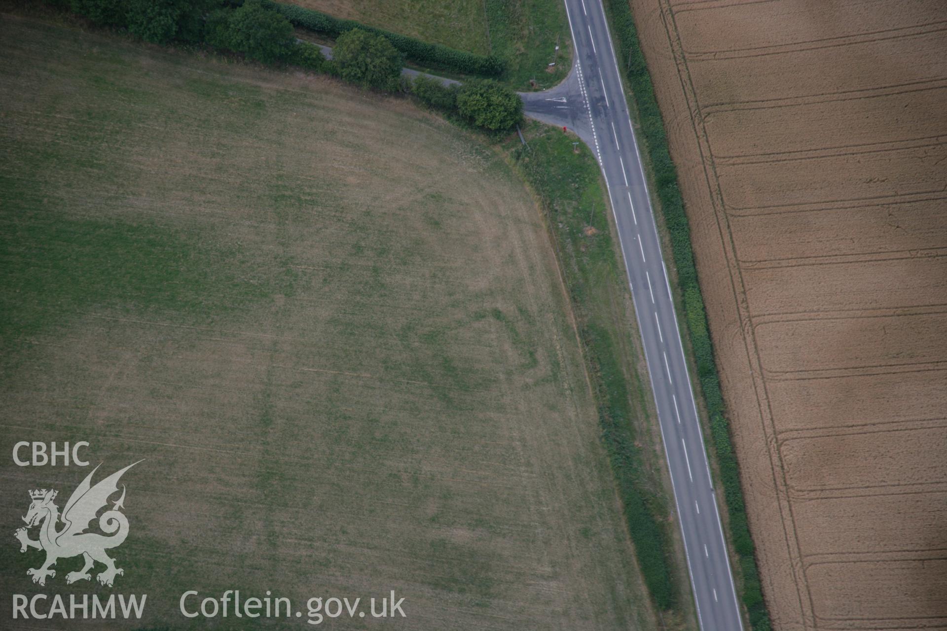 RCAHMW colour oblique aerial photograph of Harpton Roman Fortlet. Taken on 27 July 2006 by Toby Driver.