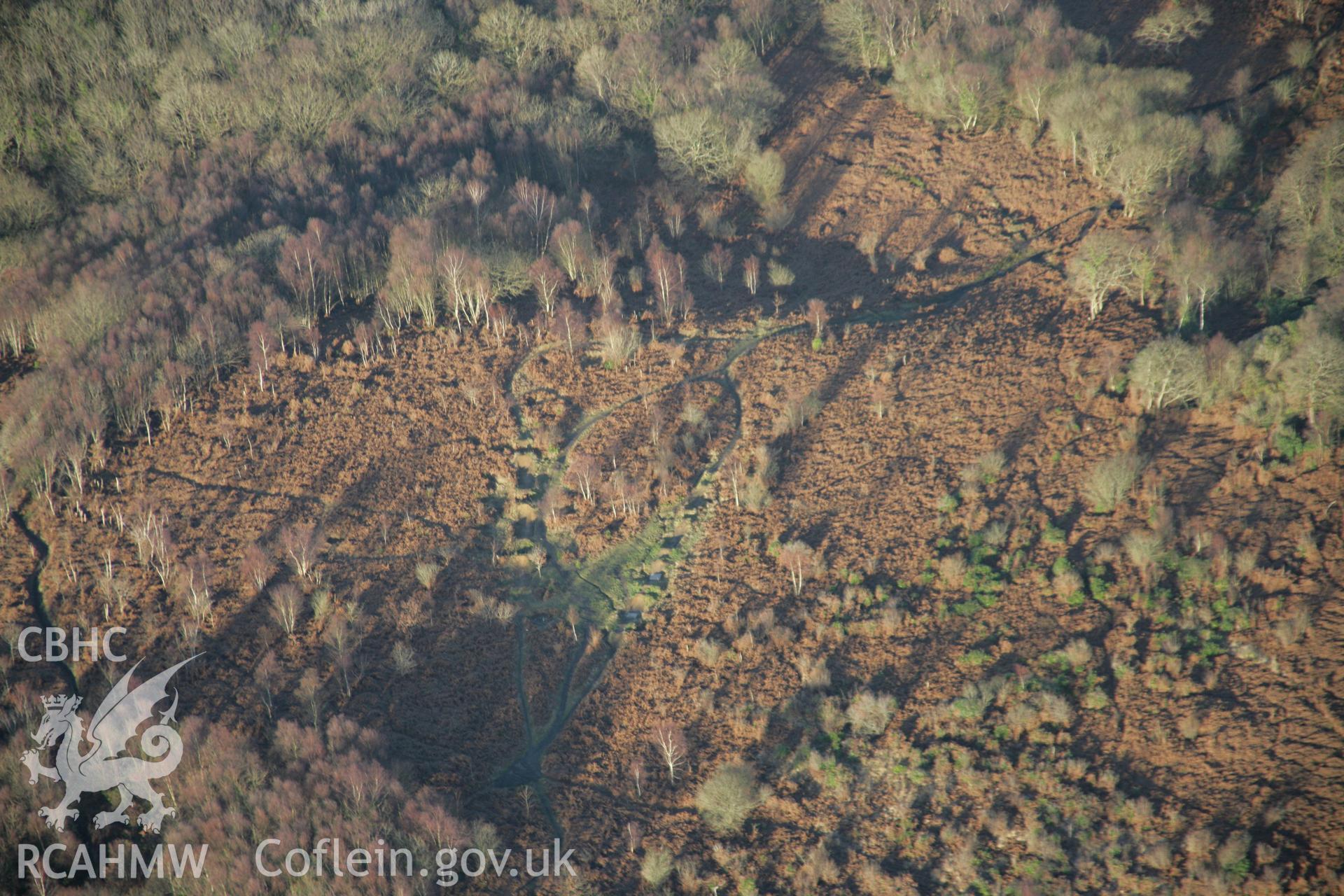 RCAHMW colour oblique aerial photograph of the possible location of Clyne Wood Colliery Steam Winding Machine from the north-west. Taken on 26 January 2006 by Toby Driver.