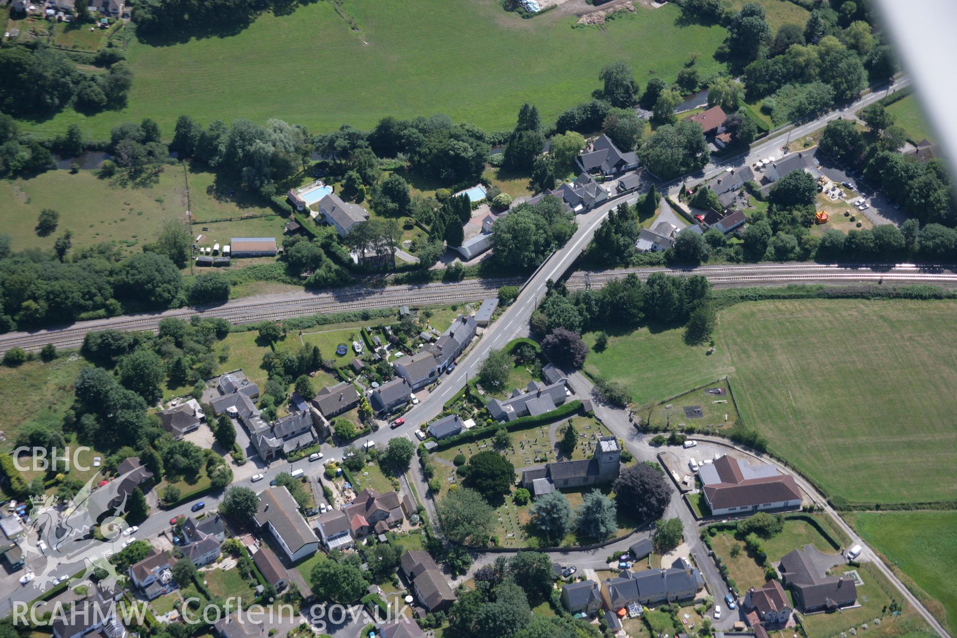 RCAHMW colour oblique aerial photograph of Peterston Castle. Taken on 24 July 2006 by Toby Driver.