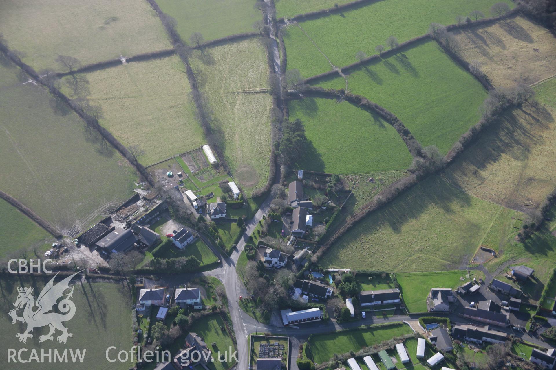 RCAHMW colour oblique aerial photograph of the Reynalton section of the Saundersfoot Railway from the north-east. Taken on 11 January 2006 by Toby Driver.