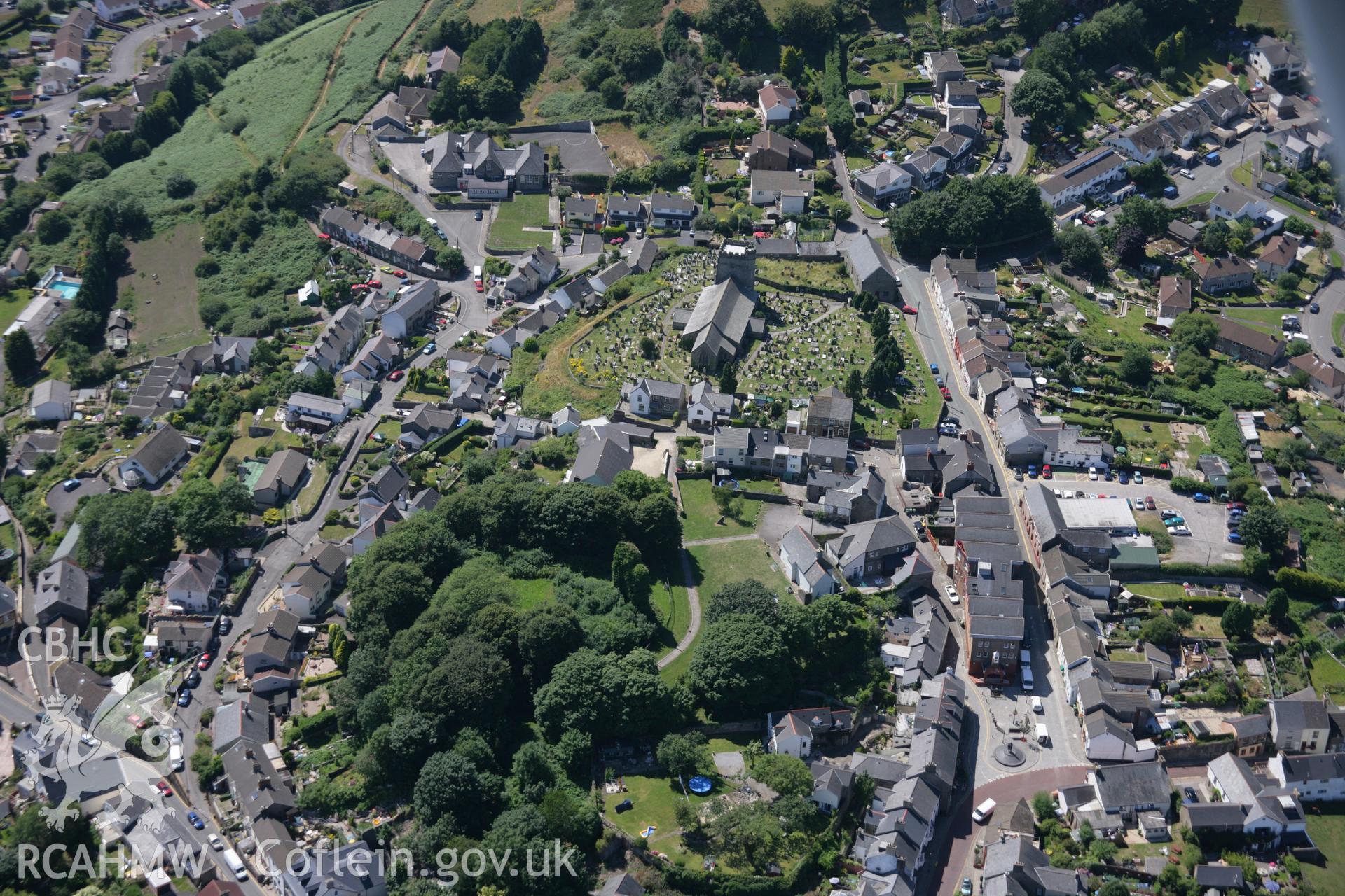 RCAHMW colour oblique aerial photograph of Llantrisant Castle. Taken on 24 July 2006 by Toby Driver.