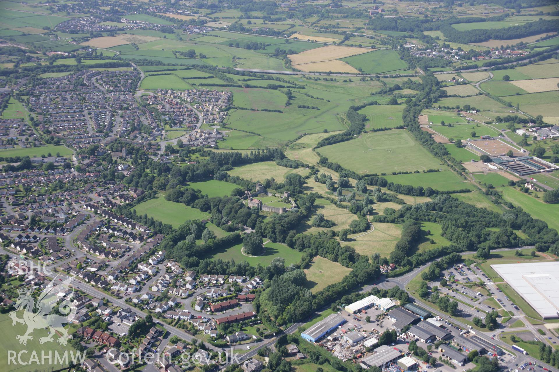 RCAHMW colour oblique aerial photograph of Caldicot Castle. Taken on 13 July 2006 by Toby Driver.