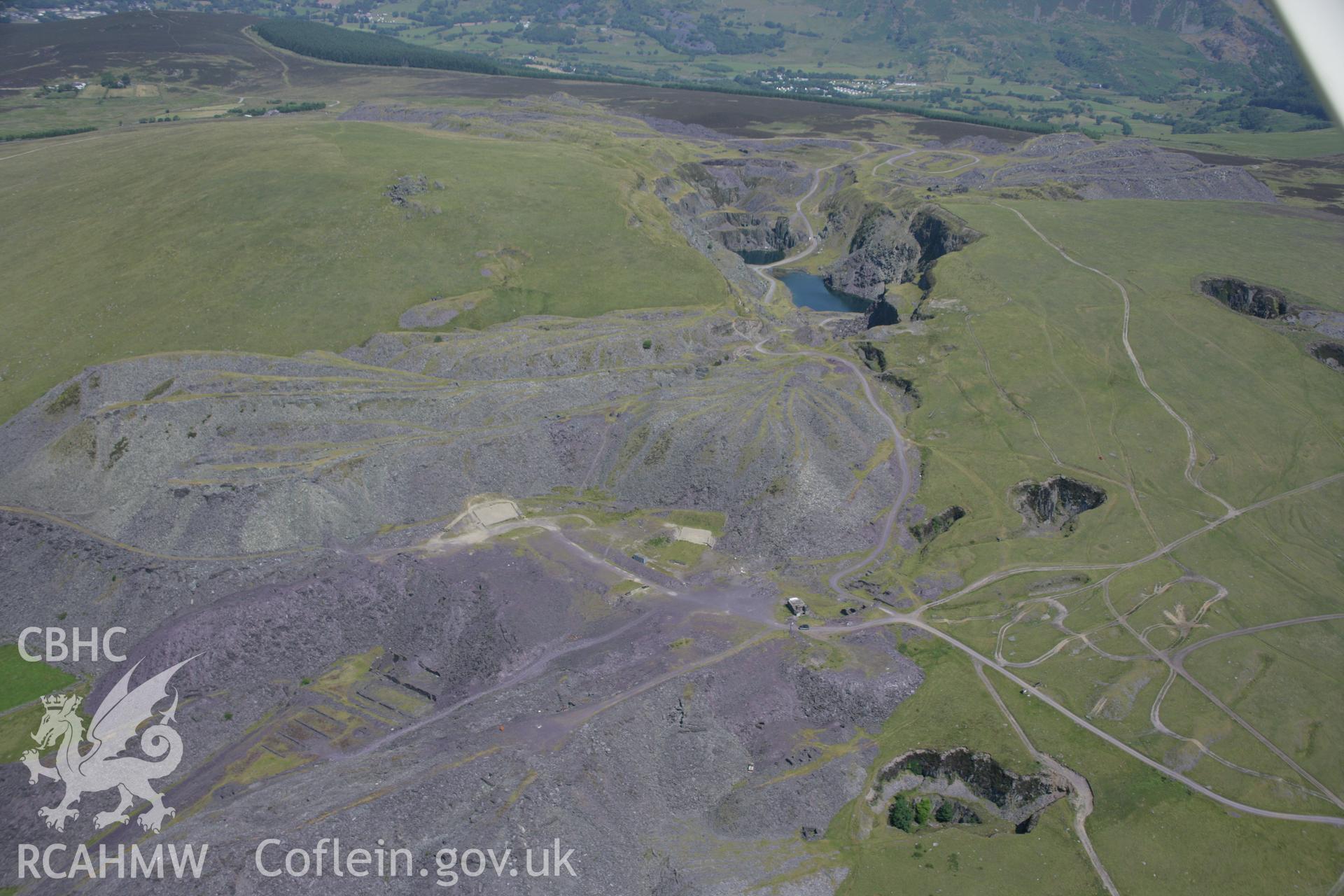 RCAHMW colour oblique aerial photograph of Moeltryfan Quarry. Taken on 18 July 2006 by Toby Driver.