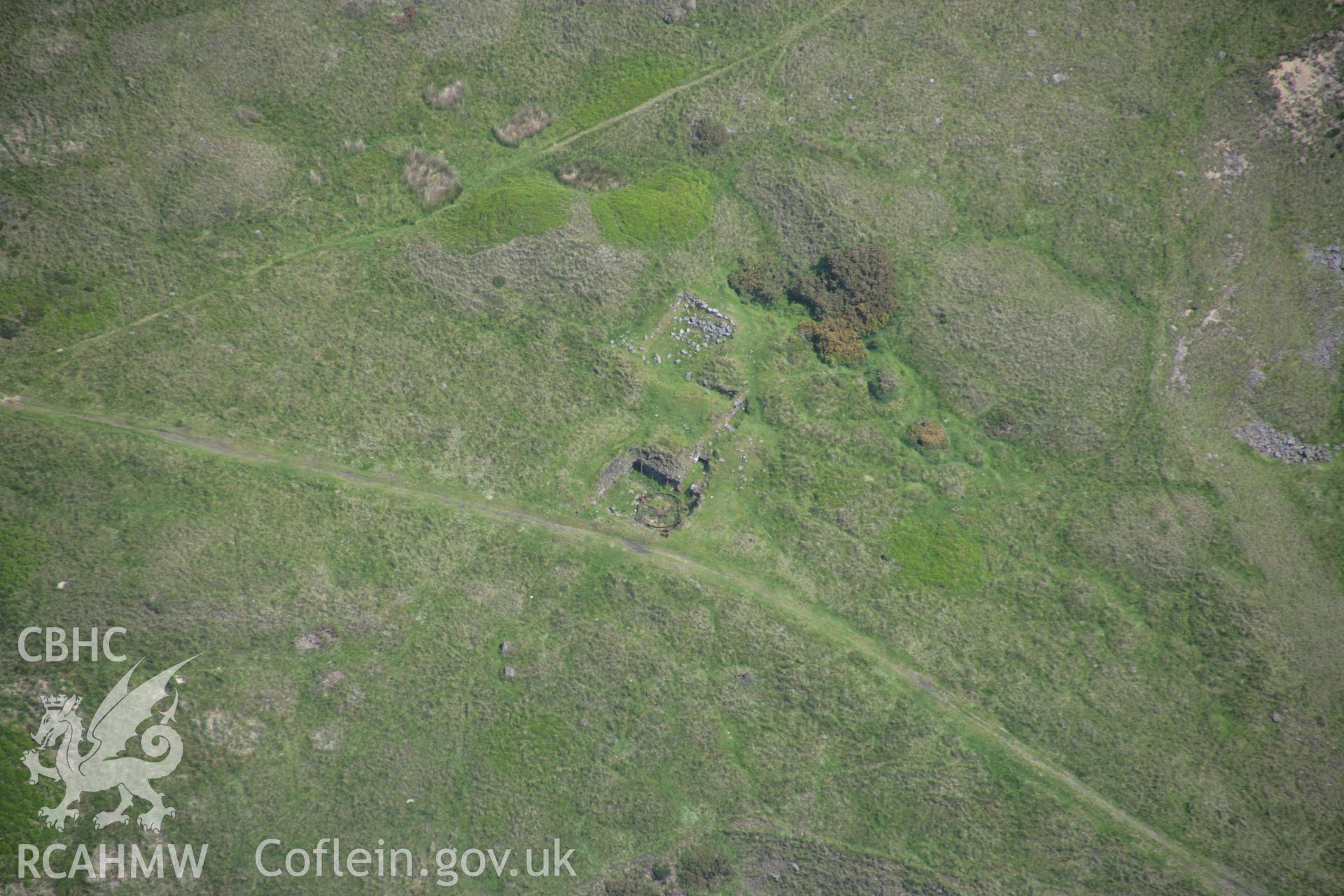 RCAHMW colour oblique aerial photograph of Hill Pits Inclined Plane and Brake Engine House, Blaenavon, from the south-west. Taken on 09 June 2006 by Toby Driver.