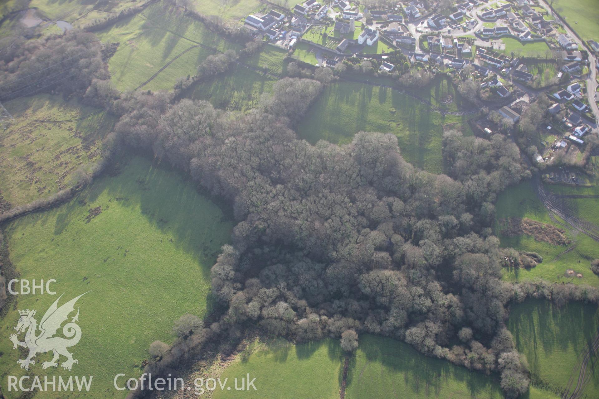 RCAHMW colour oblique aerial photograph of Underhill Wood 'Primitive' Coal Workings, from the north-east. Taken on 11 January 2006 by Toby Driver.