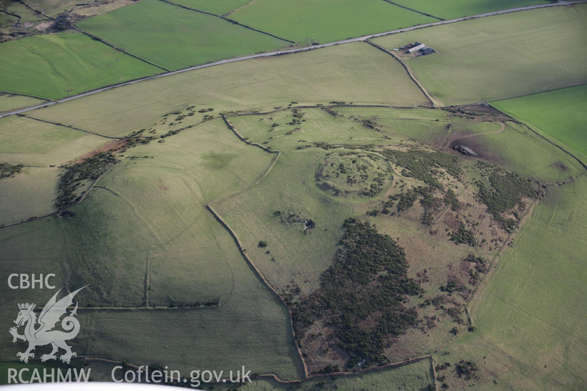 RCAHMW colour oblique aerial photograph of Castell Odo from the north. Taken on 09 February 2006 by Toby Driver.