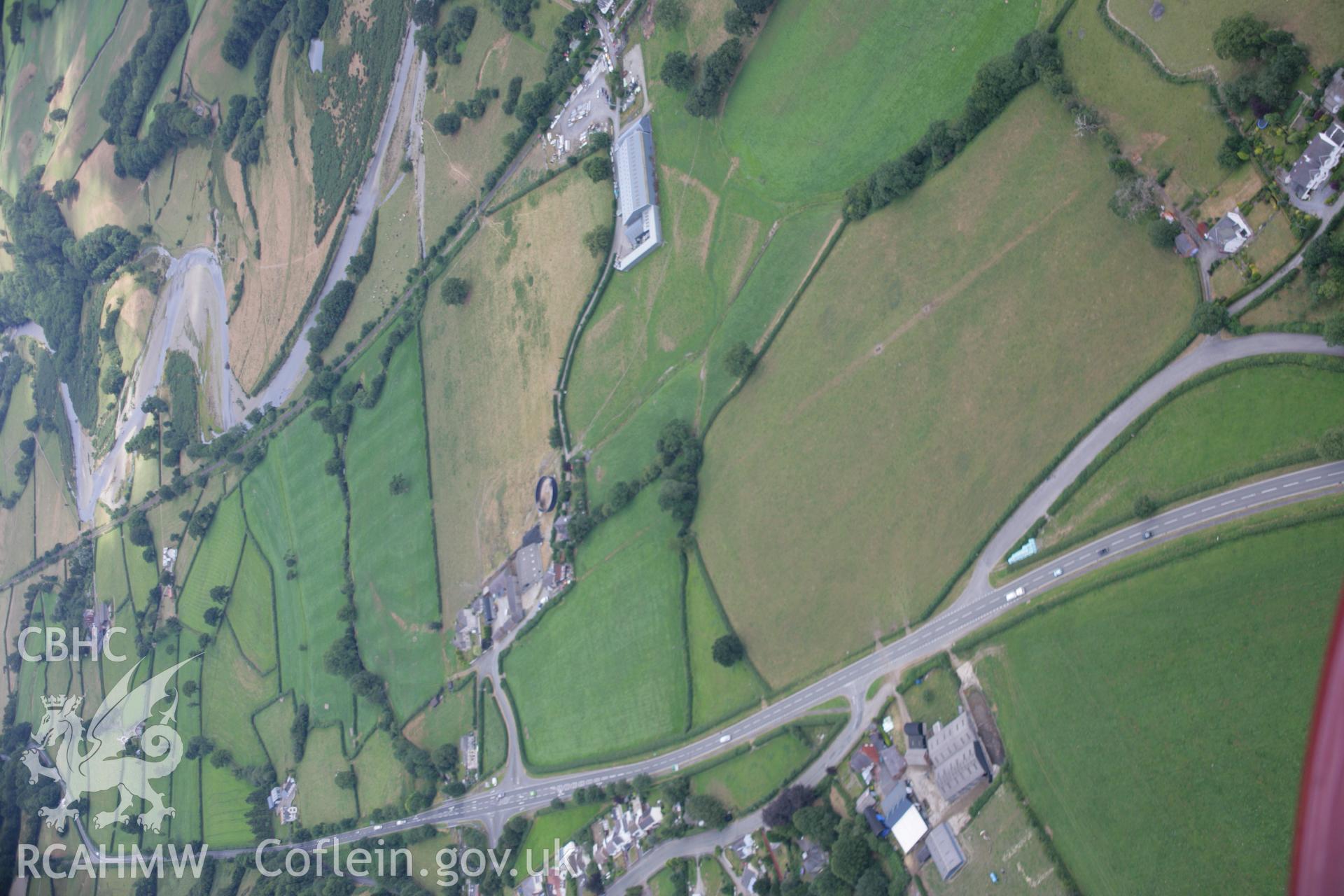 RCAHMW colour oblique aerial photograph of the section of the Via Julia roman road south of Llanwrda in the Tywi Valley. Taken on 27 July 2006 by Toby Driver.