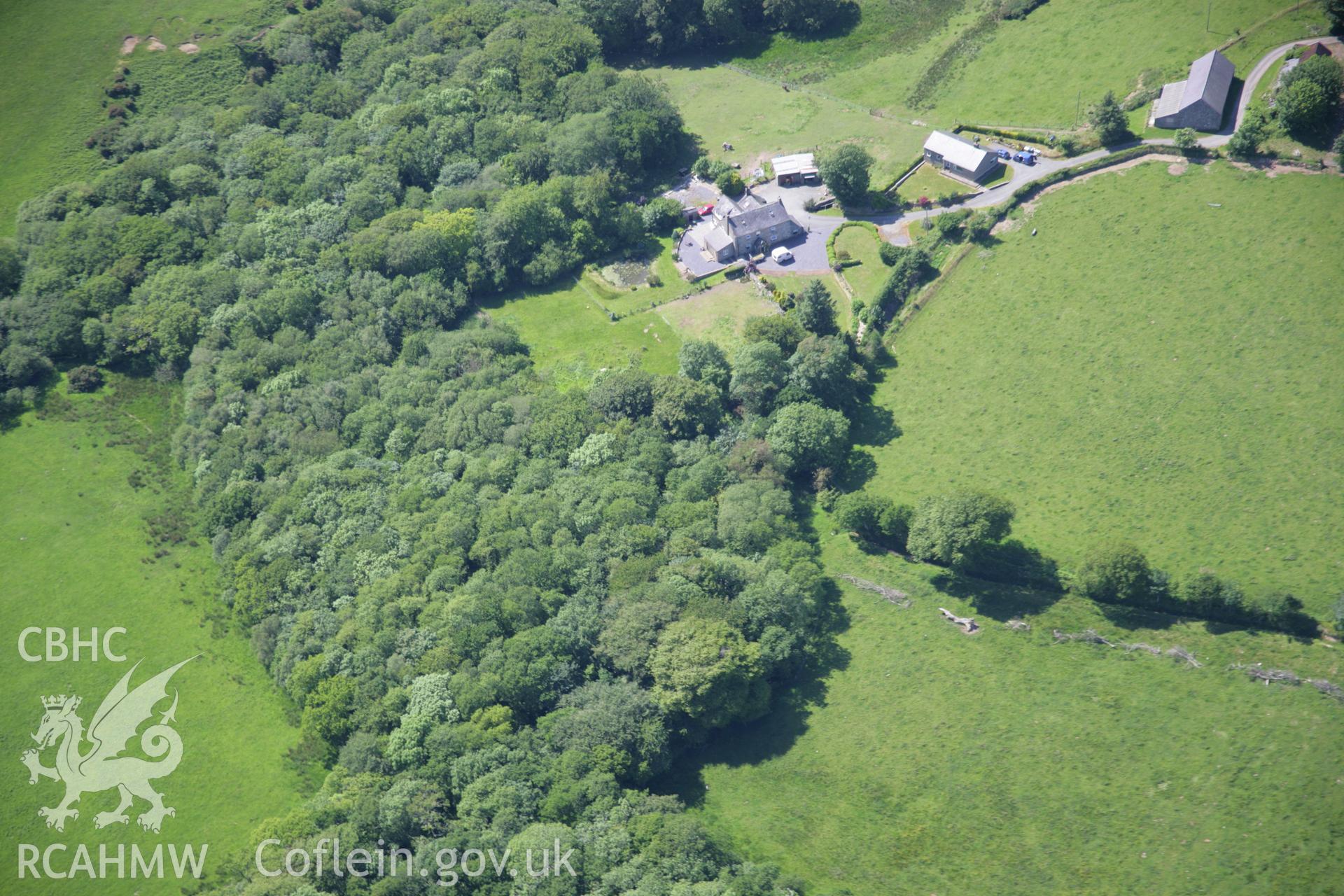 RCAHMW colour oblique aerial photograph of Y Mount motte, viewed from the south-east. Taken on 14 June 2006 by Toby Driver