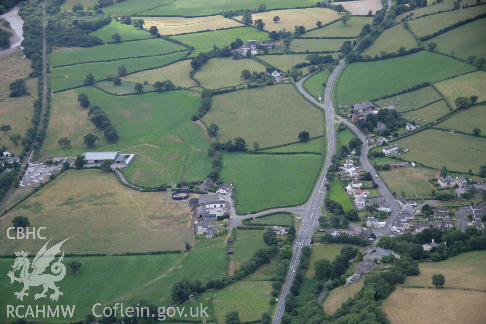 RCAHMW colour oblique aerial photograph of the section of the Via Julia roman road south of Llanwrda in the Tywi Valley. Taken on 27 July 2006 by Toby Driver.