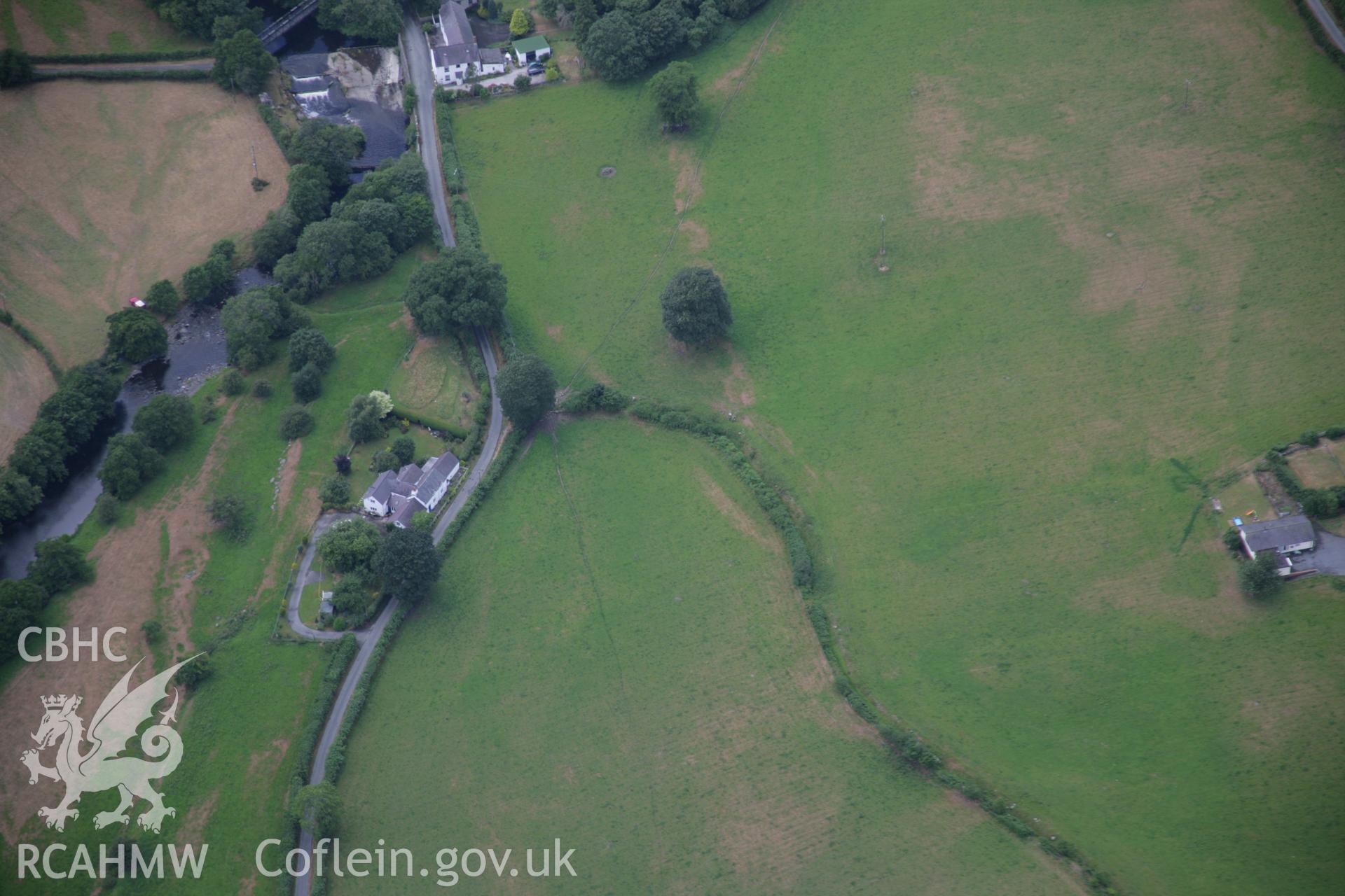 RCAHMW colour oblique aerial photograph of a section of Roman Road from Druid to Pen-y-Bont and Rug. Taken on 31 July 2006 by Toby Driver.