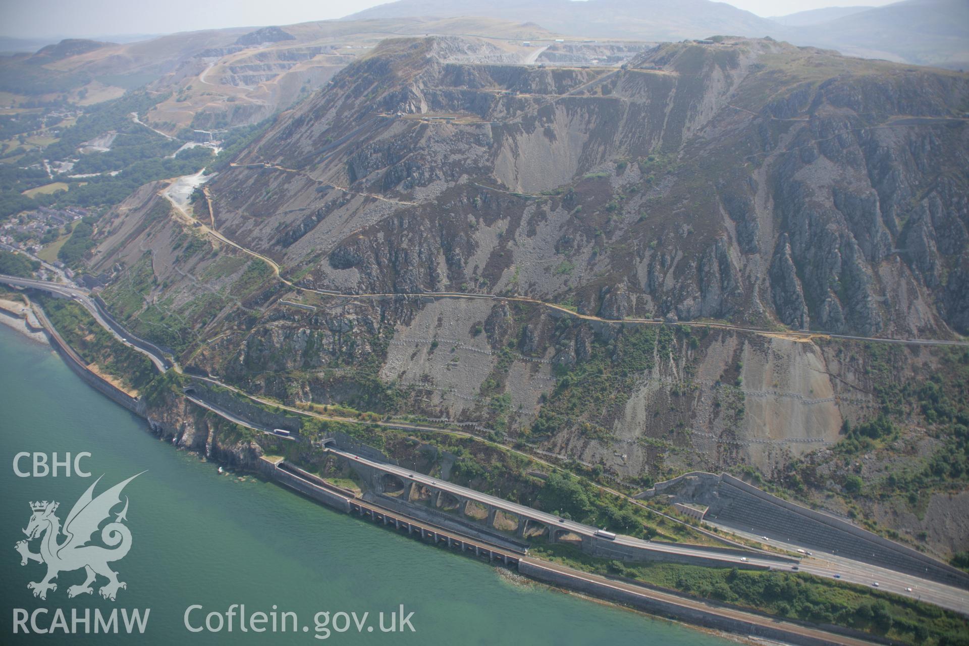 RCAHMW colour oblique aerial photograph of Pen-y-Clip Road Tunnel, Penmaenmawr. Taken on 25 July 2006 by Toby Driver.