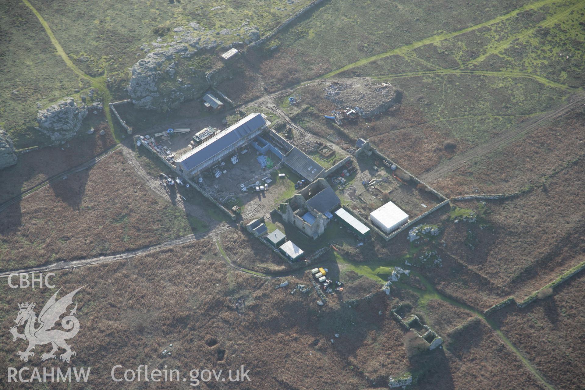 RCAHMW colour oblique aerial photograph of Skomer Farm from the north-east. Taken on 11 January 2006 by Toby Driver.