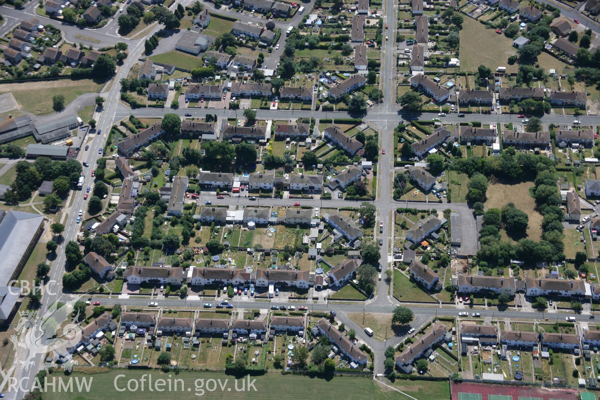 RCAHMW colour oblique aerial photograph of housing in Llantwit Major. Taken on 24 July 2006 by Toby Driver.