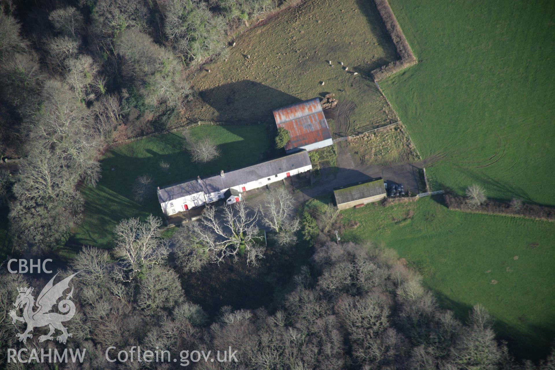 RCAHMW colour oblique aerial photograph of Blackpool Mill, Canaston Bridge, from the south-west. Taken on 11 January 2006 by Toby Driver.