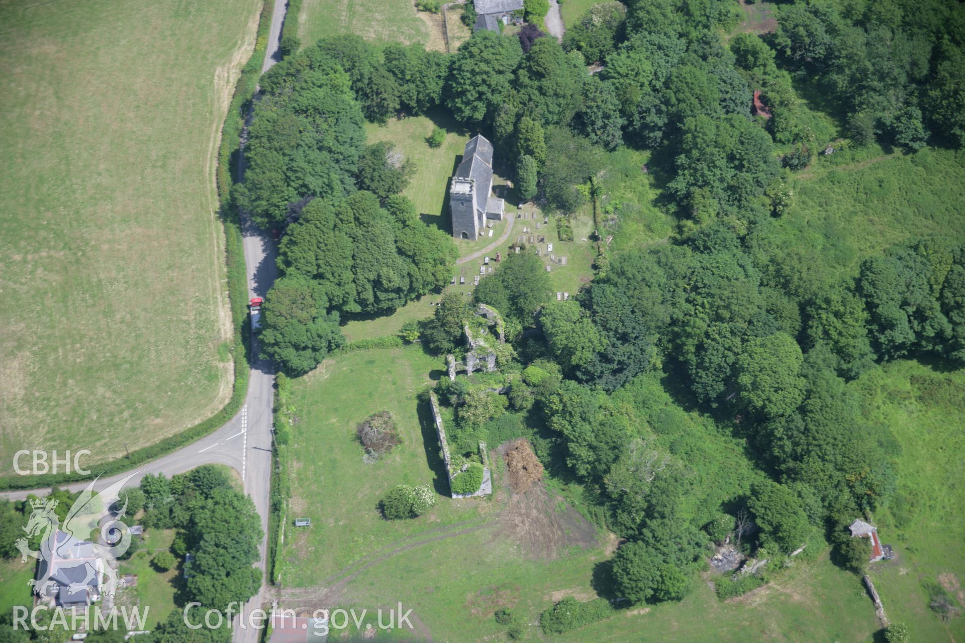 RCAHMW colour oblique photograph of Llantrithyd Place. Taken by Toby Driver on 29/06/2006.