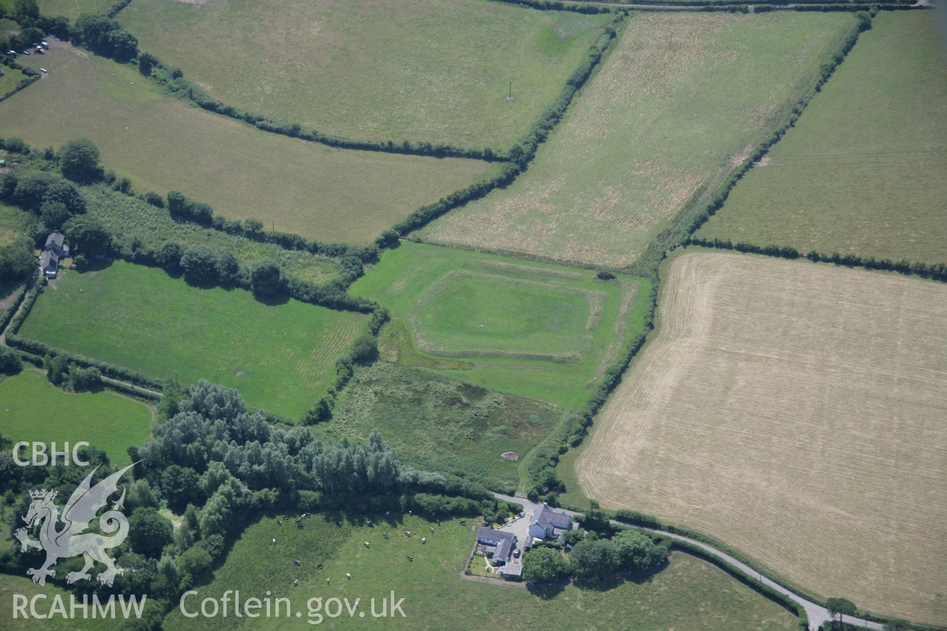 RCAHMW colour oblique aerial photograph of Caer Leb, Brynsiencyn. Taken on 18 July 2006 by Toby Driver.