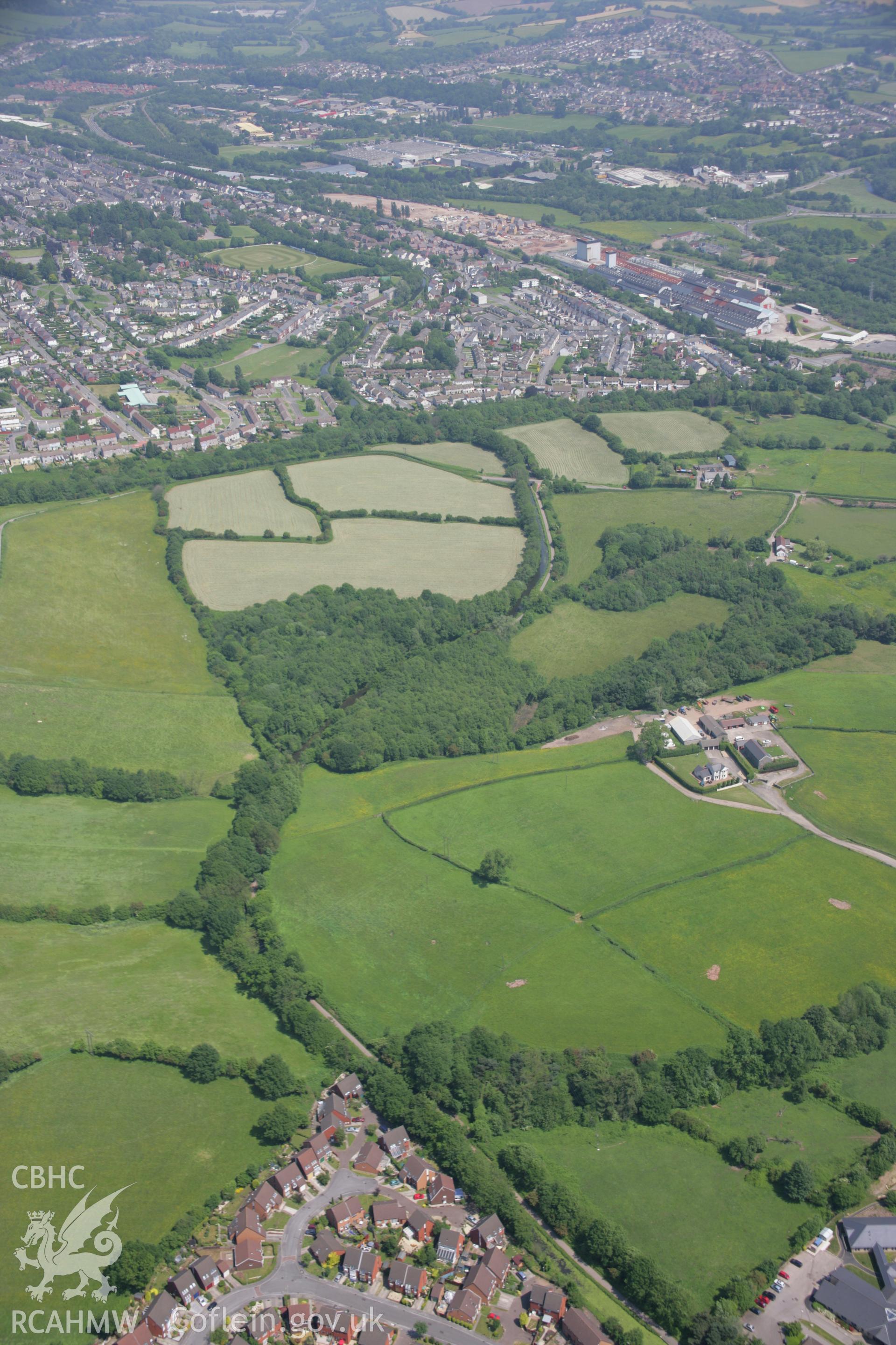 RCAHMW colour oblique aerial photograph of Cwmbran Canal Tunnel on the Monmouthshire and Brecon Canal from the south-west. Taken on 09 June 2006 by Toby Driver.