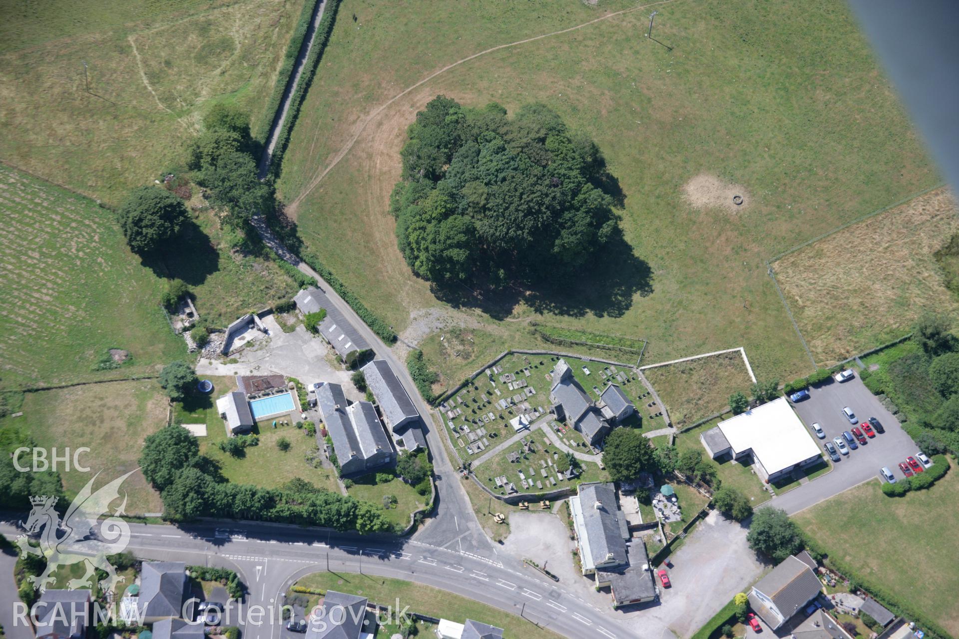 RCAHMW colour oblique aerial photograph of Ystradowen Castle Mound. Taken on 24 July 2006 by Toby Driver.