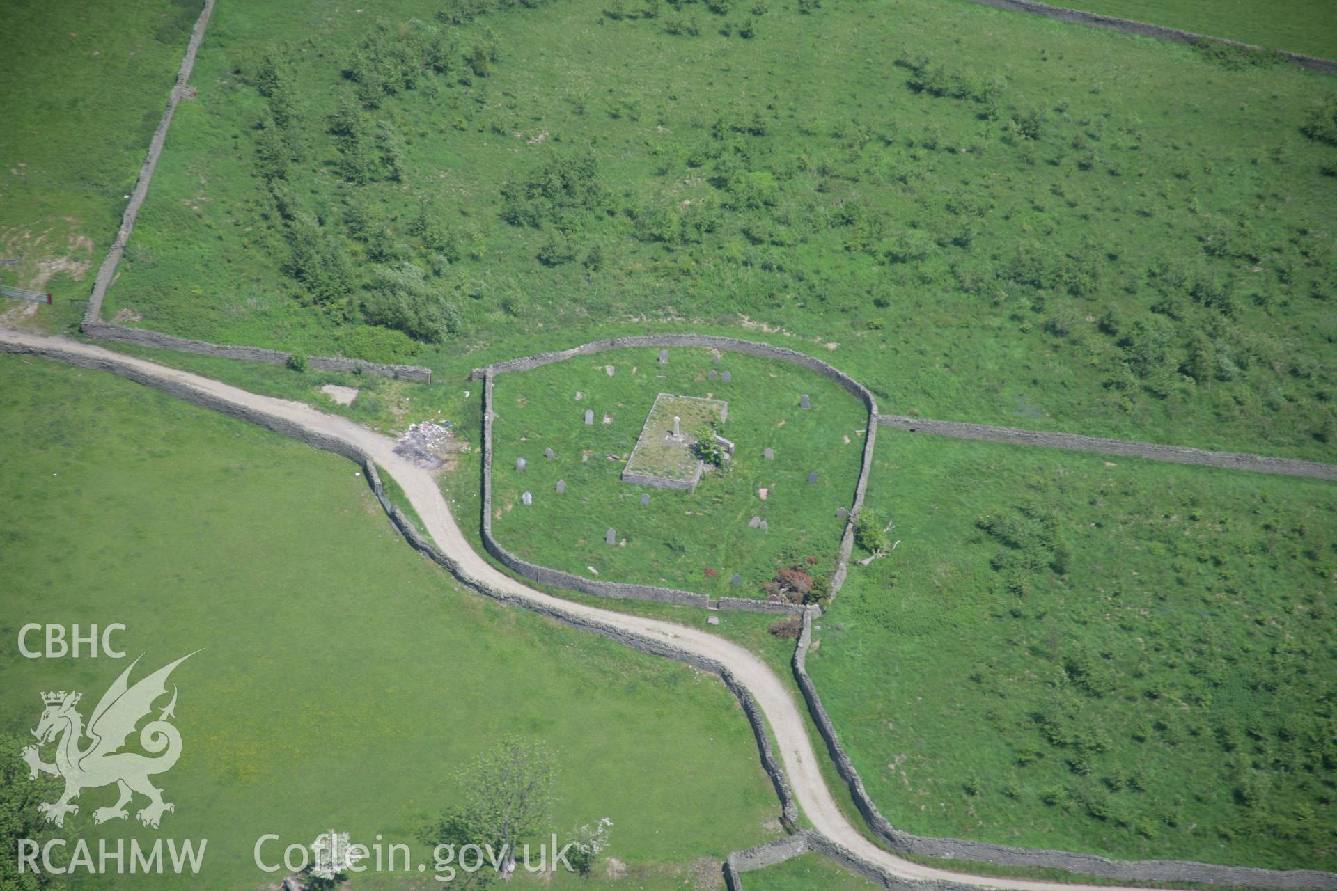 RCAHMW colour oblique aerial photograph of Capel-y-Brithdir Monument, New Tredegar, from the south-west. Taken on 09 June 2006 by Toby Driver.