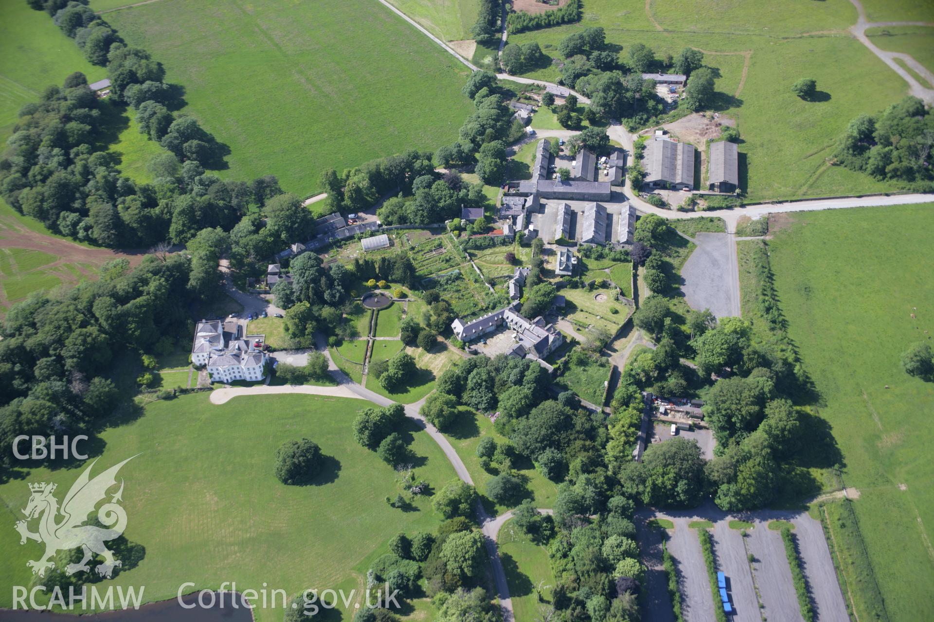 RCAHMW colour oblique aerial photograph of Vaynol Hall Garden, Capel y Graig, from the south-east. Taken on 14 June 2006 by Toby Driver.