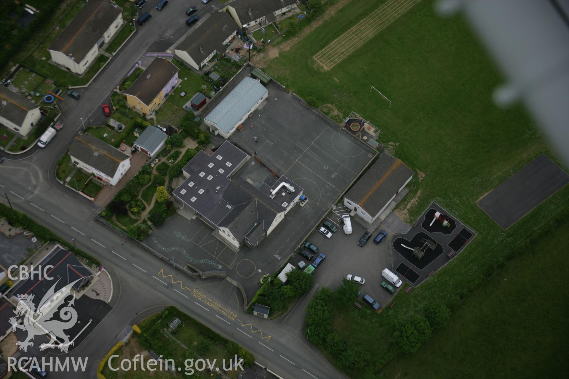 RCAHMW colour oblique aerial photograph of Pisgah Independent Chapel, Llandysilio, viewed from the south-west. Taken on 15 June 2006 by Toby Driver.