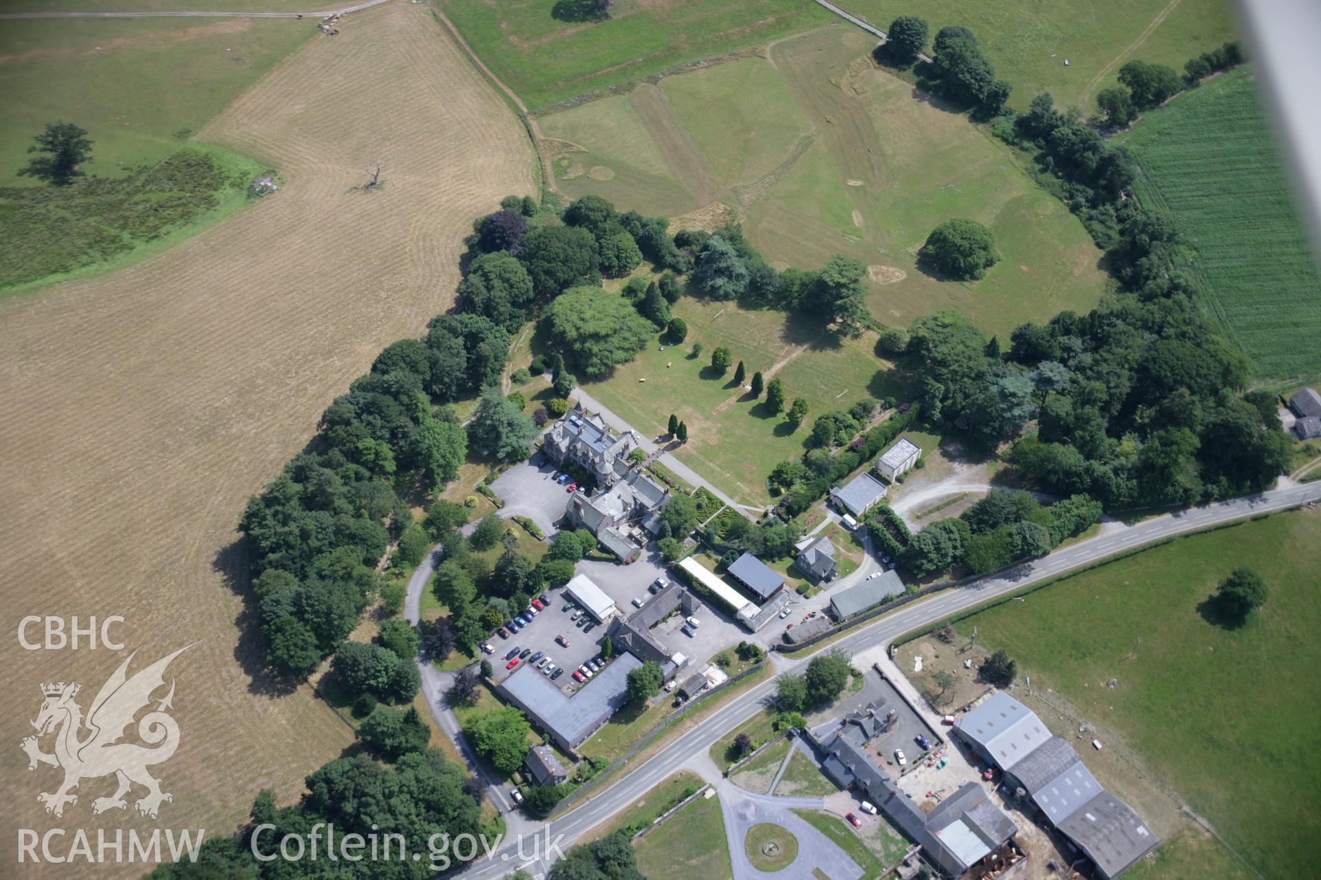 RCAHMW colour oblique aerial photograph of Caerhun Hall. Taken on 25 July 2006 by Toby Driver.