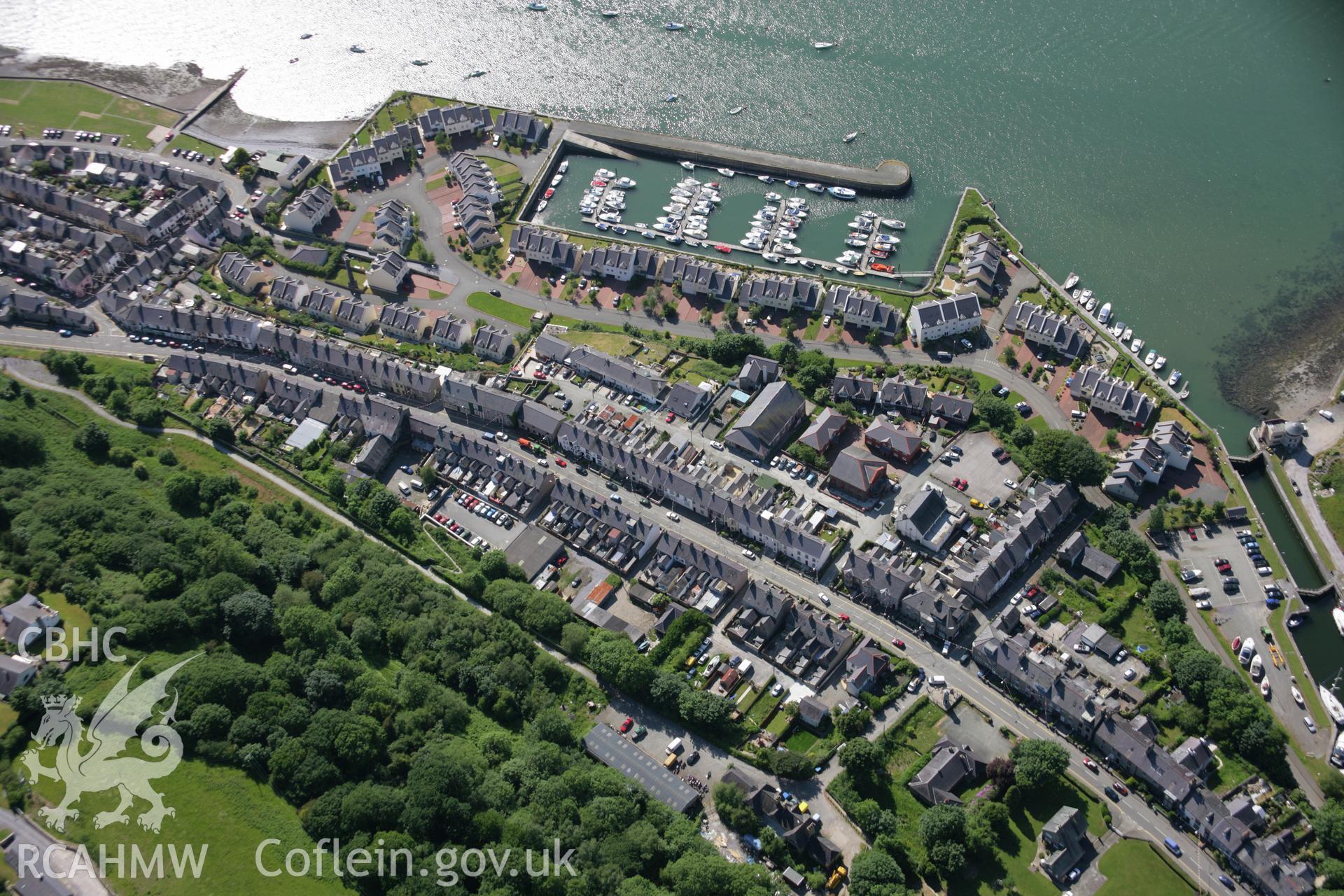 RCAHMW colour oblique aerial photograph of Y Felinheli Harbour from the south-east. Taken on 14 June 2006 by Toby Driver.