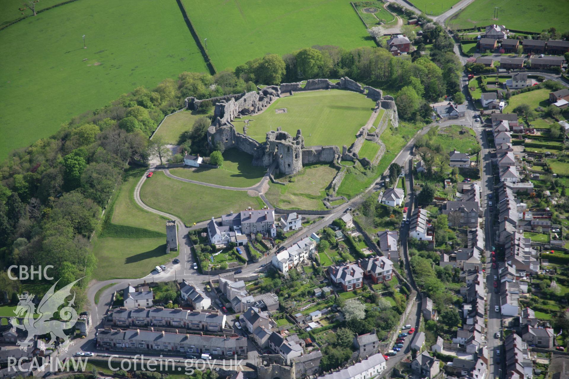 RCAHMW digital colour oblique photograph of Denbigh Upper Town from the north. Taken on 05/05/2006 by T.G. Driver.