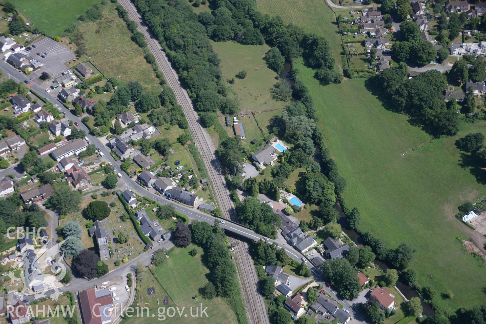 RCAHMW colour oblique aerial photograph of Peterston Castle. Taken on 24 July 2006 by Toby Driver.