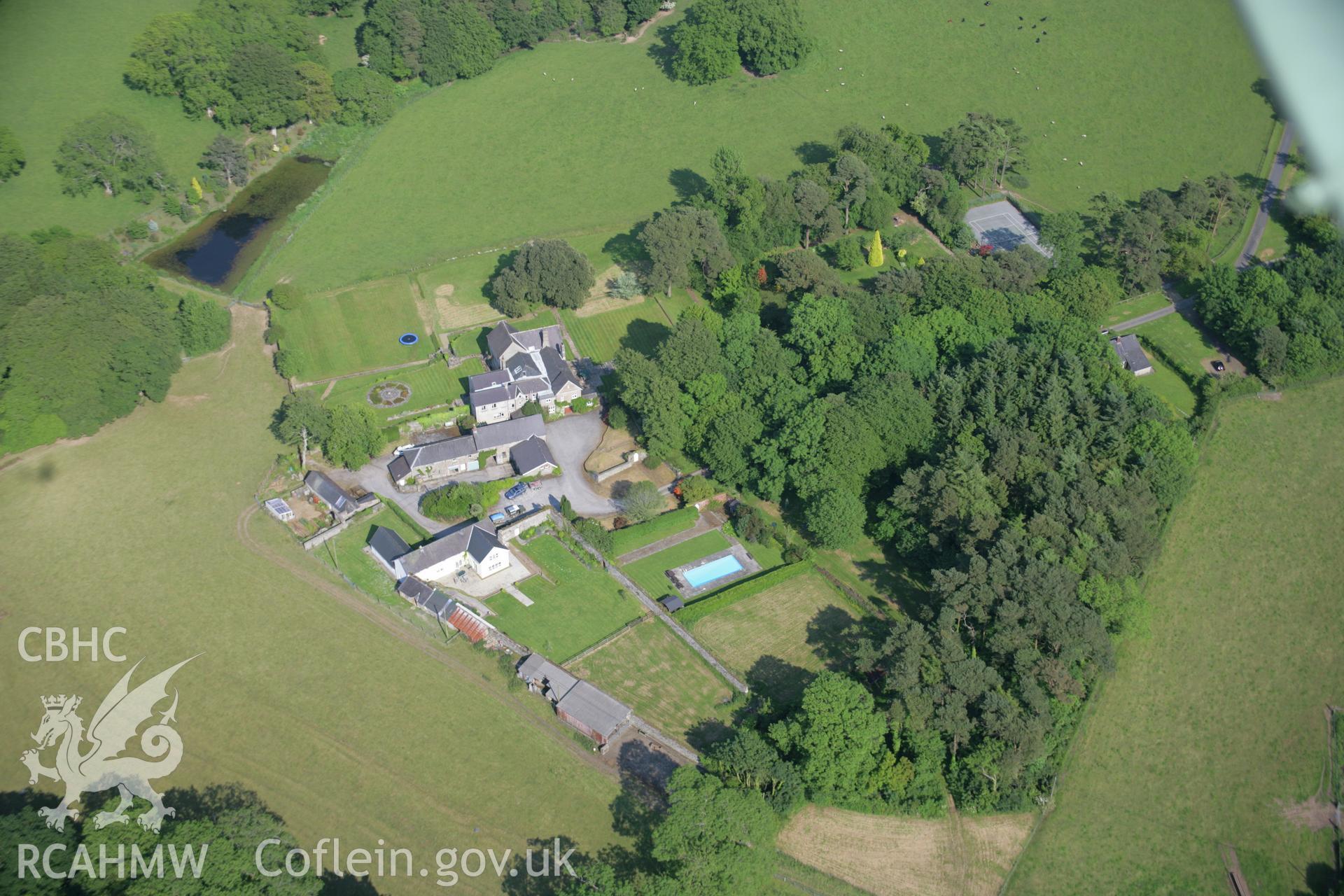 RCAHMW colour oblique aerial photograph of Cosheston Hall from the west. Taken on 08 June 2006 by Toby Driver.