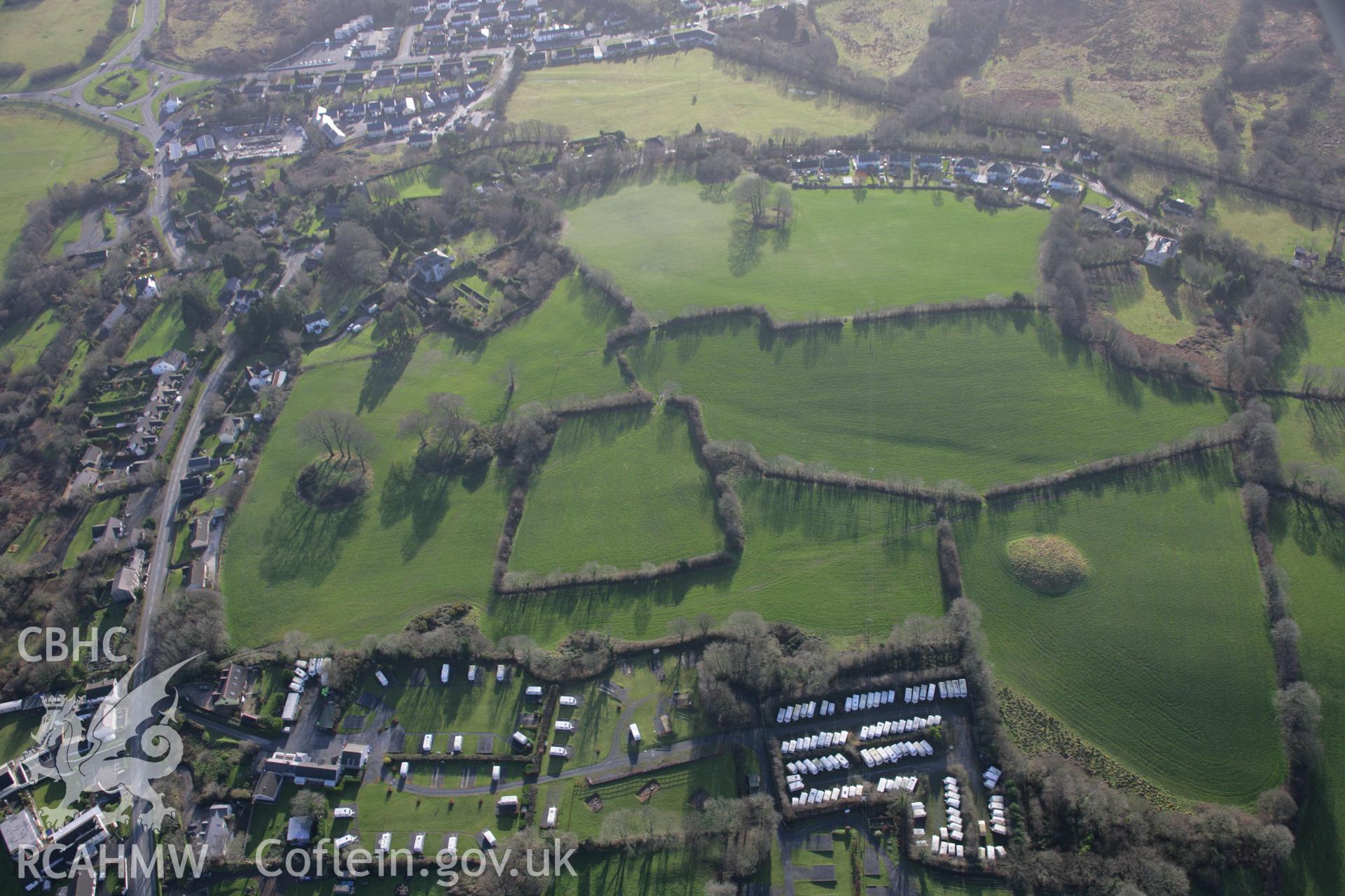 RCAHMW colour oblique aerial photograph of old coal workings west of Begelly House, viewed from the north. Taken on 11 January 2006 by Toby Driver.