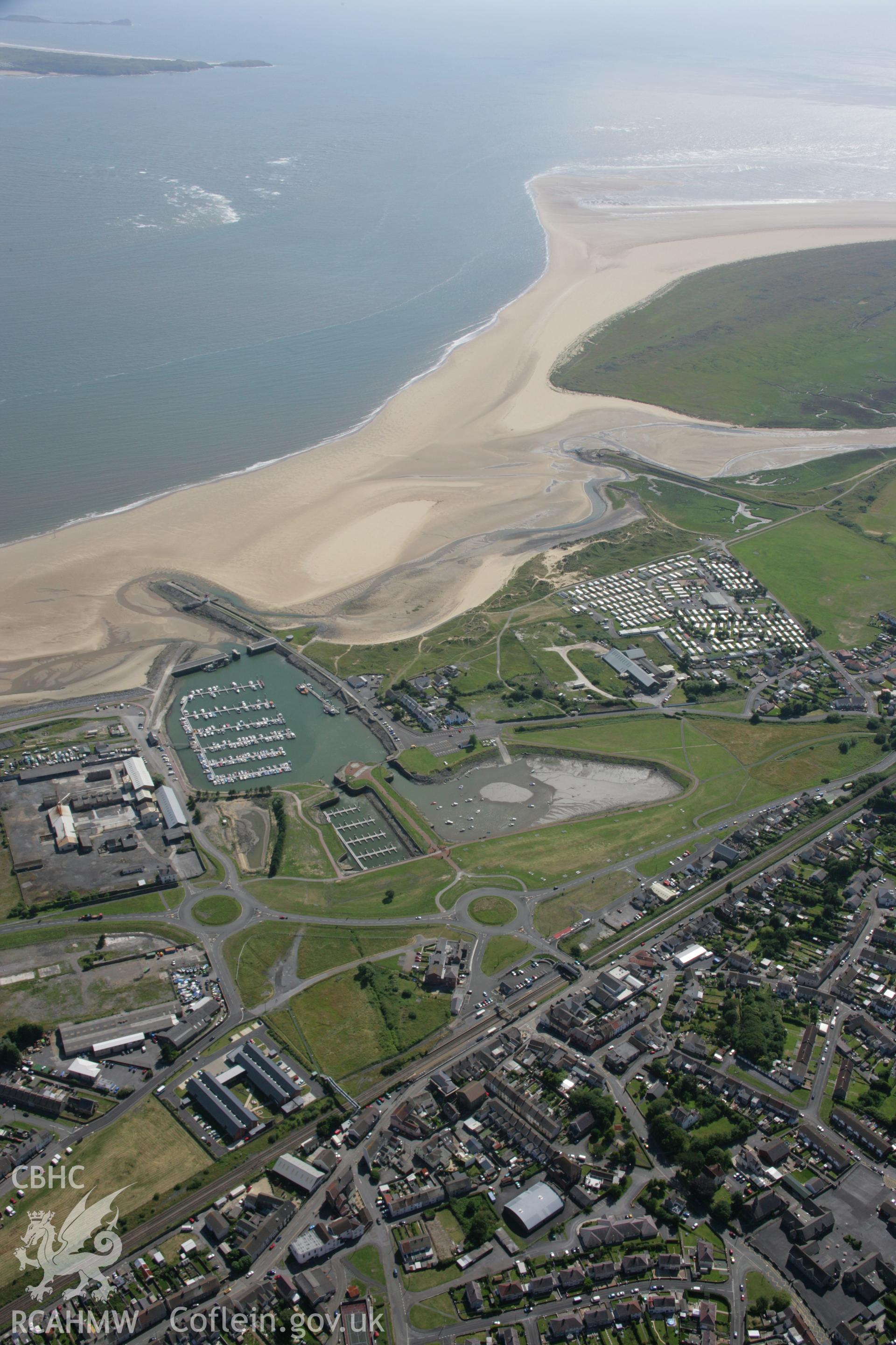 RCAHMW colour oblique aerial photograph of Burry Port Docks. Taken on 11 July 2006 by Toby Driver.