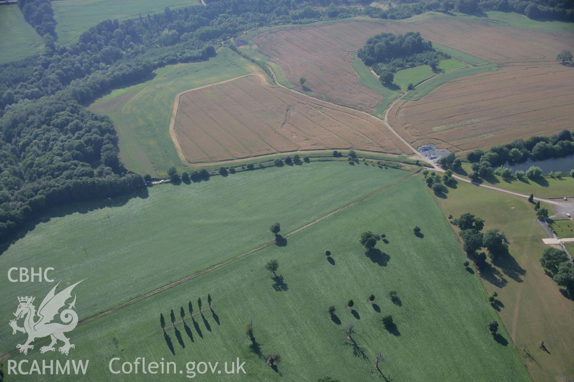 RCAHMW colour oblique aerial photograph of Wat's Dyke in Wynnstay Park. Taken on 17 July 2006 by Toby Driver.