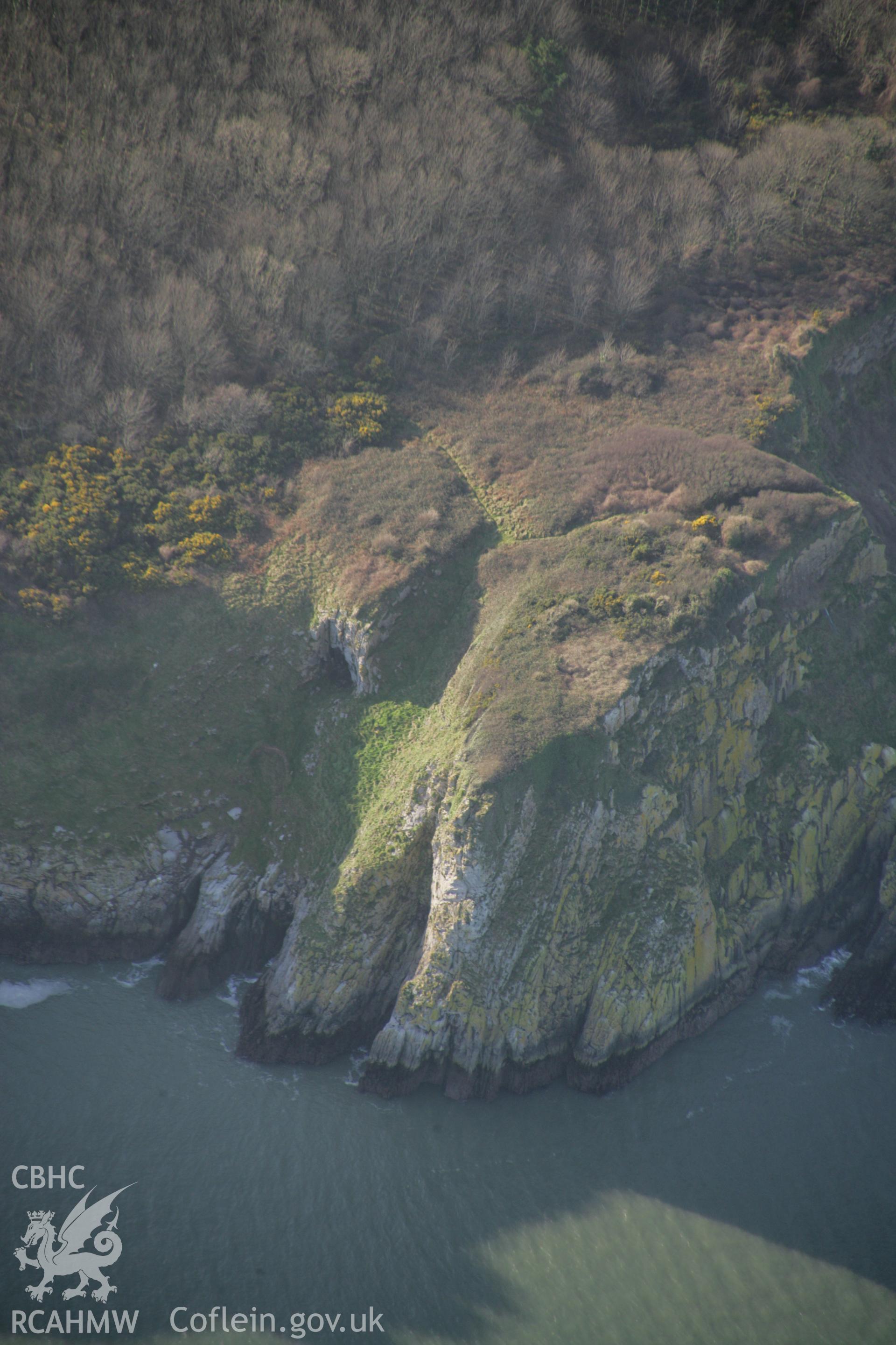 RCAHMW colour oblique aerial photograph of Nanna's Cave, Caldy, viewed from the north-east. Taken on 11 January 2006 by Toby Driver.