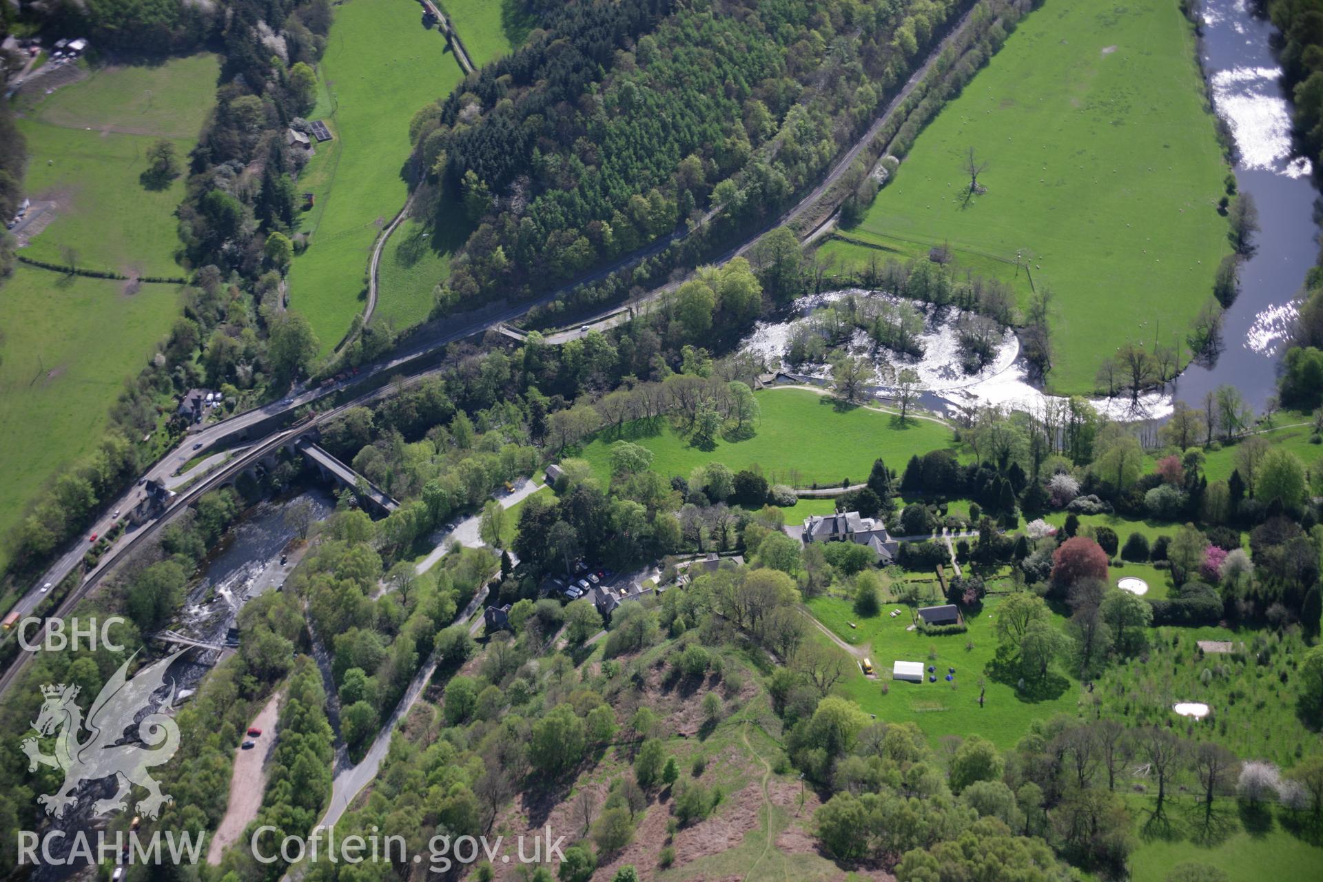 RCAHMW digital colour oblique photograph of Horseshoe Falls from the north-east. Taken on 05/05/2006 by T.G. Driver.