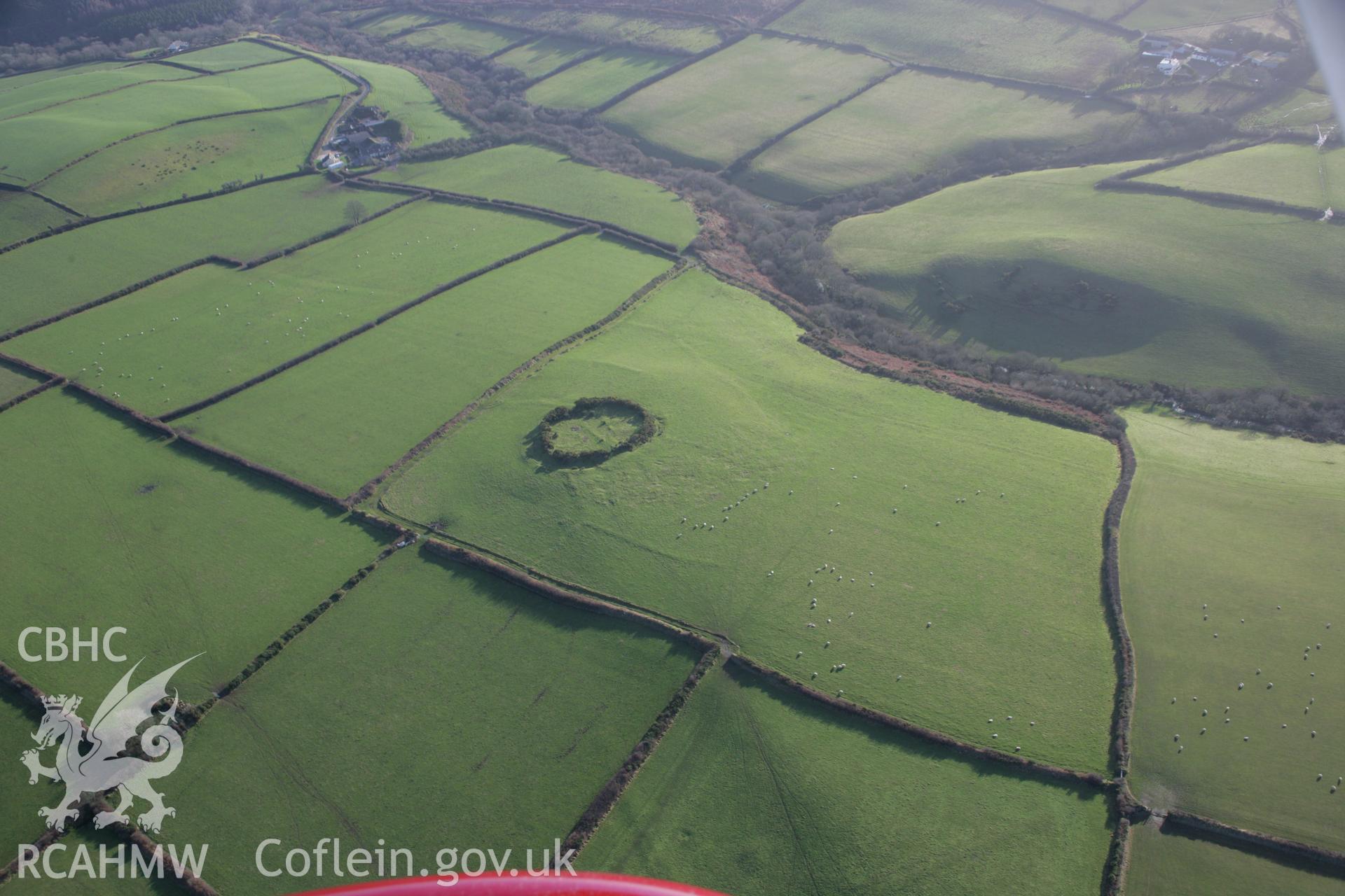 RCAHMW colour oblique aerial photograph of West Ford Rings from the north-west. Taken on 11 January 2006 by Toby Driver.