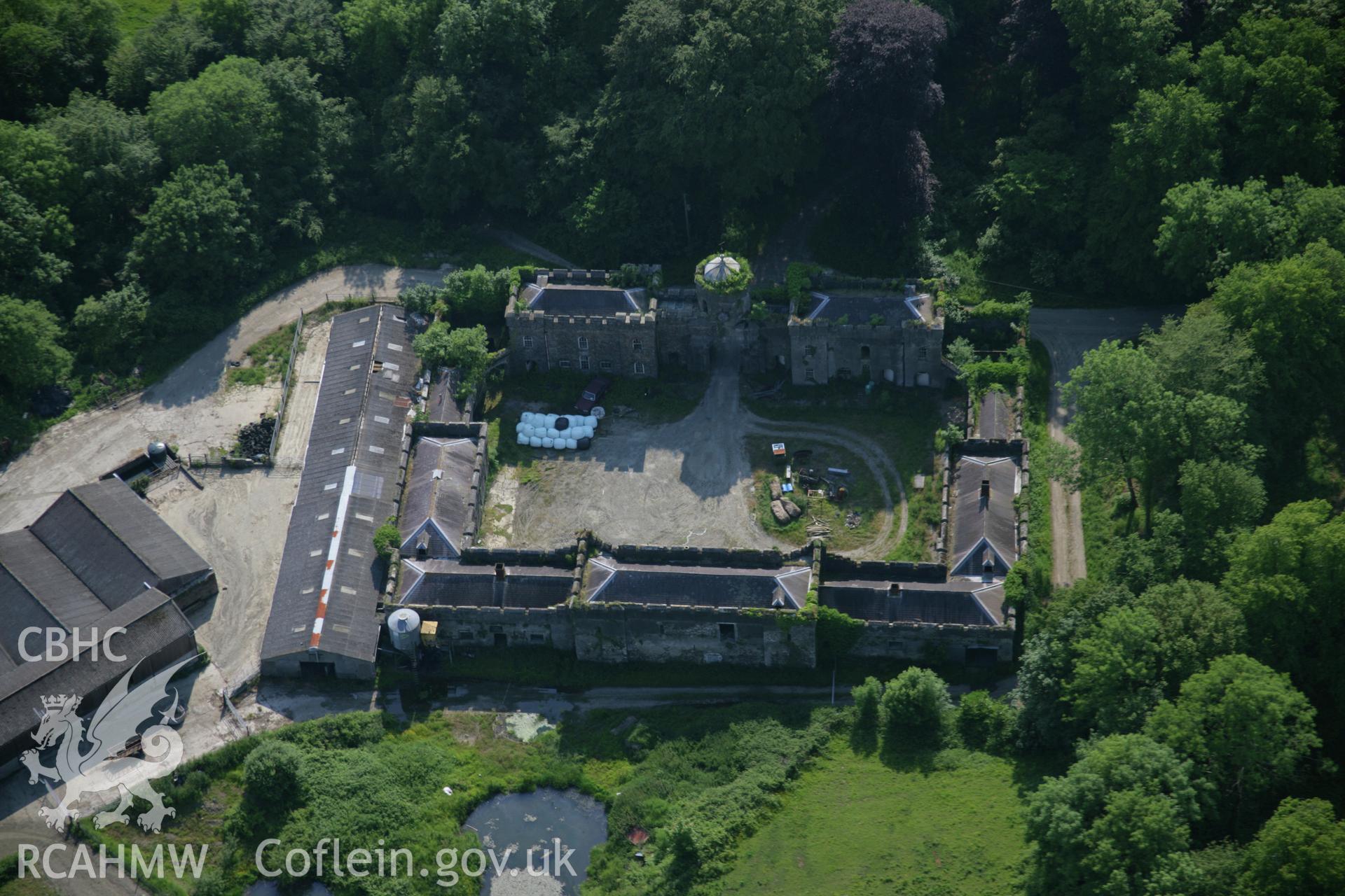 RCAHMW colour oblique aerial photograph of Picton Castle Stables, viewed from the east. Taken on 08 June 2006 by Toby Driver.