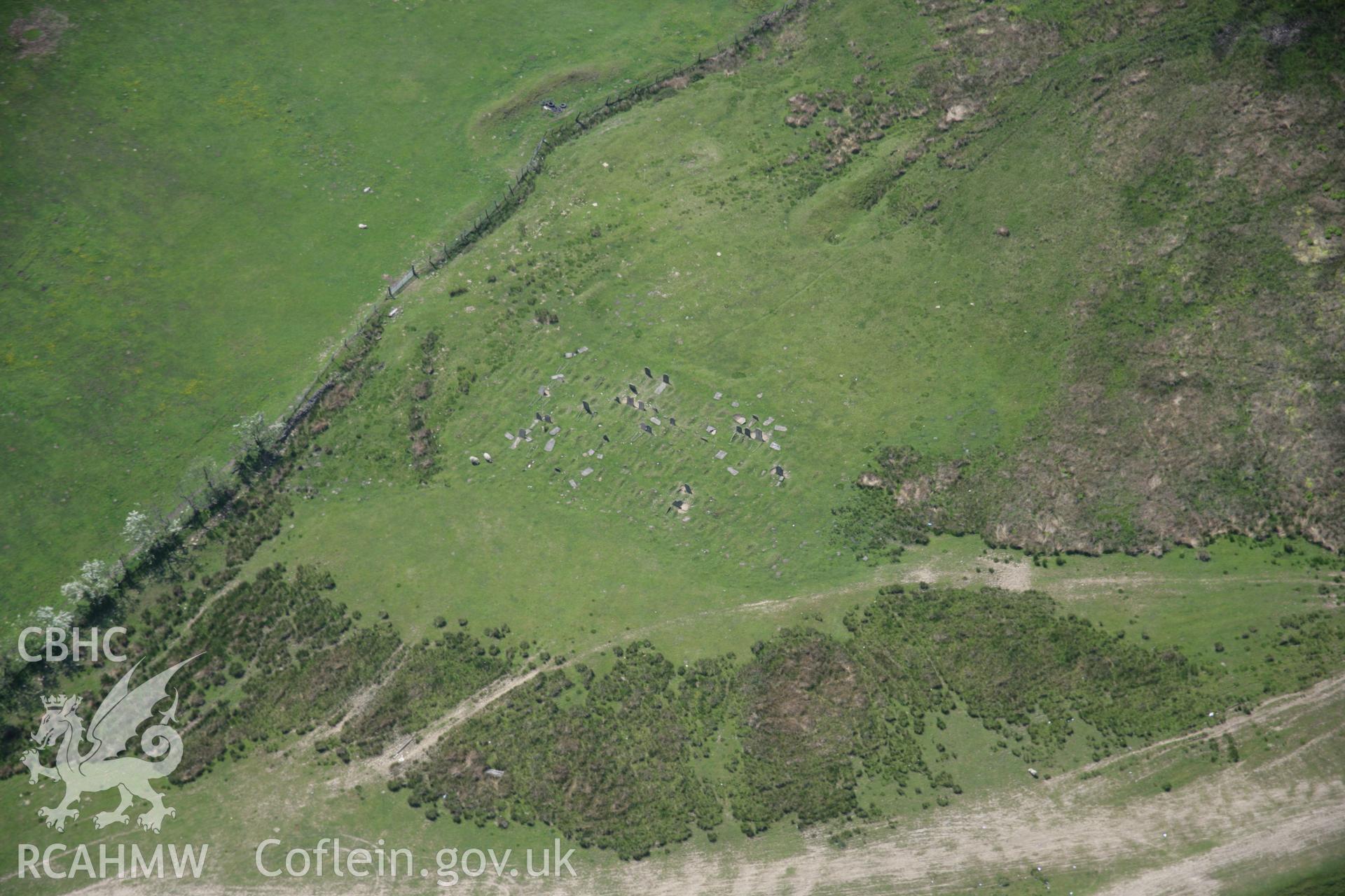 RCAHMW colour oblique aerial photograph of Tredegar Ironworks Cholera Cemetery from the north-east. Taken on 09 June 2006 by Toby Driver.