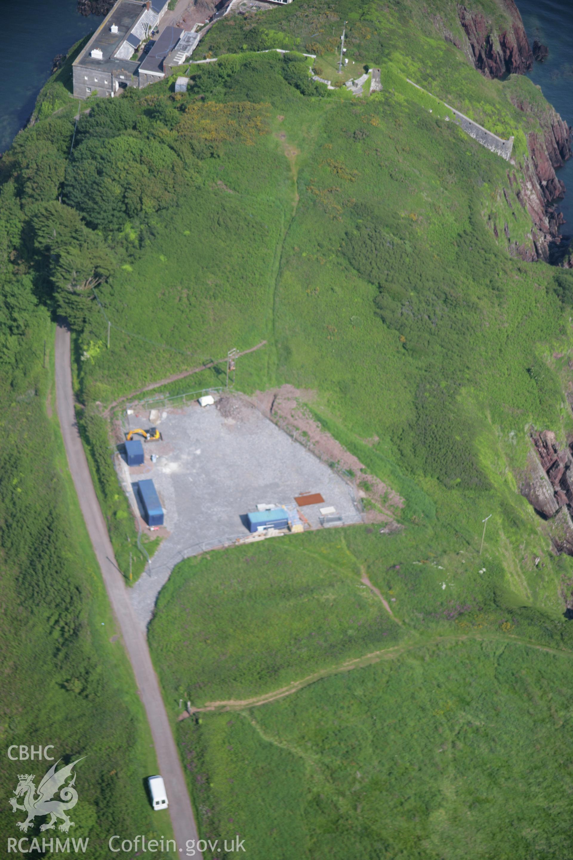 RCAHMW colour oblique aerial photograph of Dale Point Promontory Fort from the west. Taken on 08 June 2006 by Toby Driver.