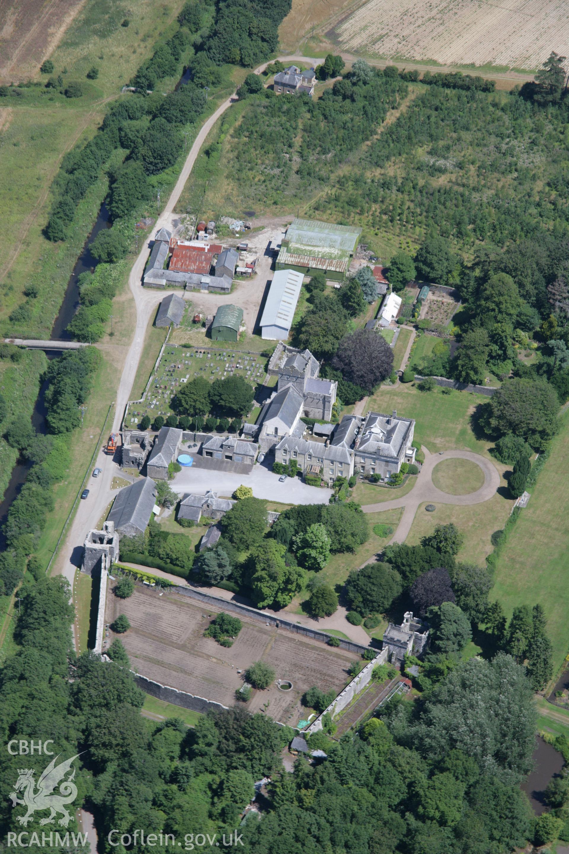 RCAHMW colour oblique aerial photograph of Ewenny Priory. Taken on 24 July 2006 by Toby Driver.