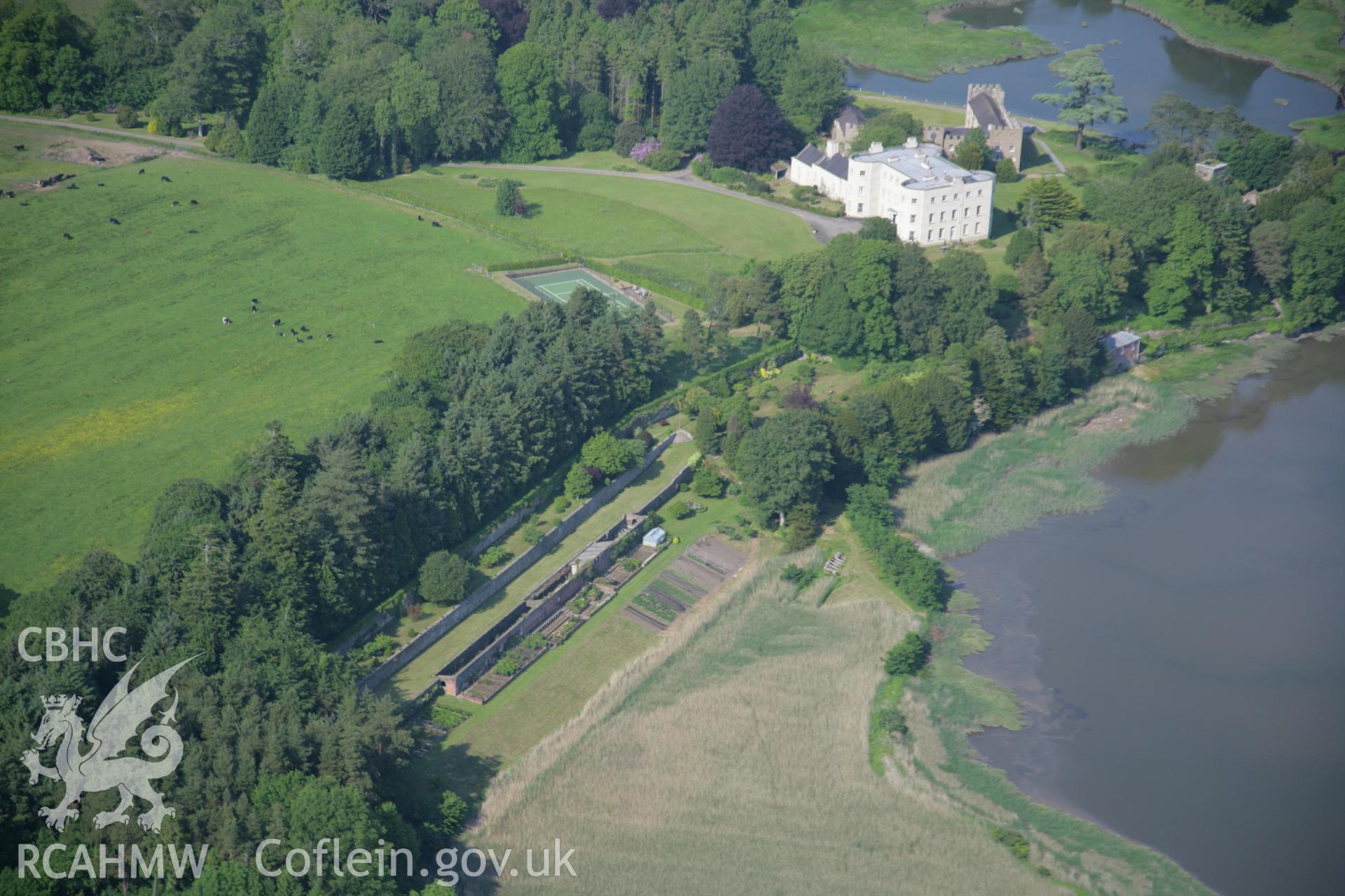 RCAHMW colour oblique aerial photograph of Slebech Park Garden from the south-west. Taken on 08 June 2006 by Toby Driver.