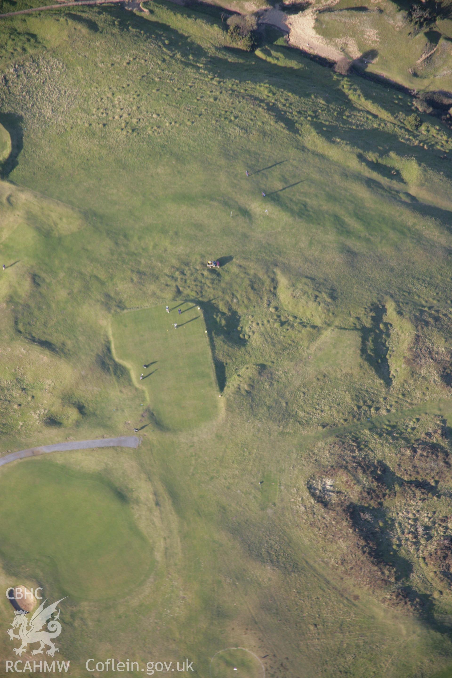 RCAHMW colour oblique aerial photograph of Pennard Burrows Rabbit Warren, golf course, viewed from the south. Taken on 26 January 2006 by Toby Driver.