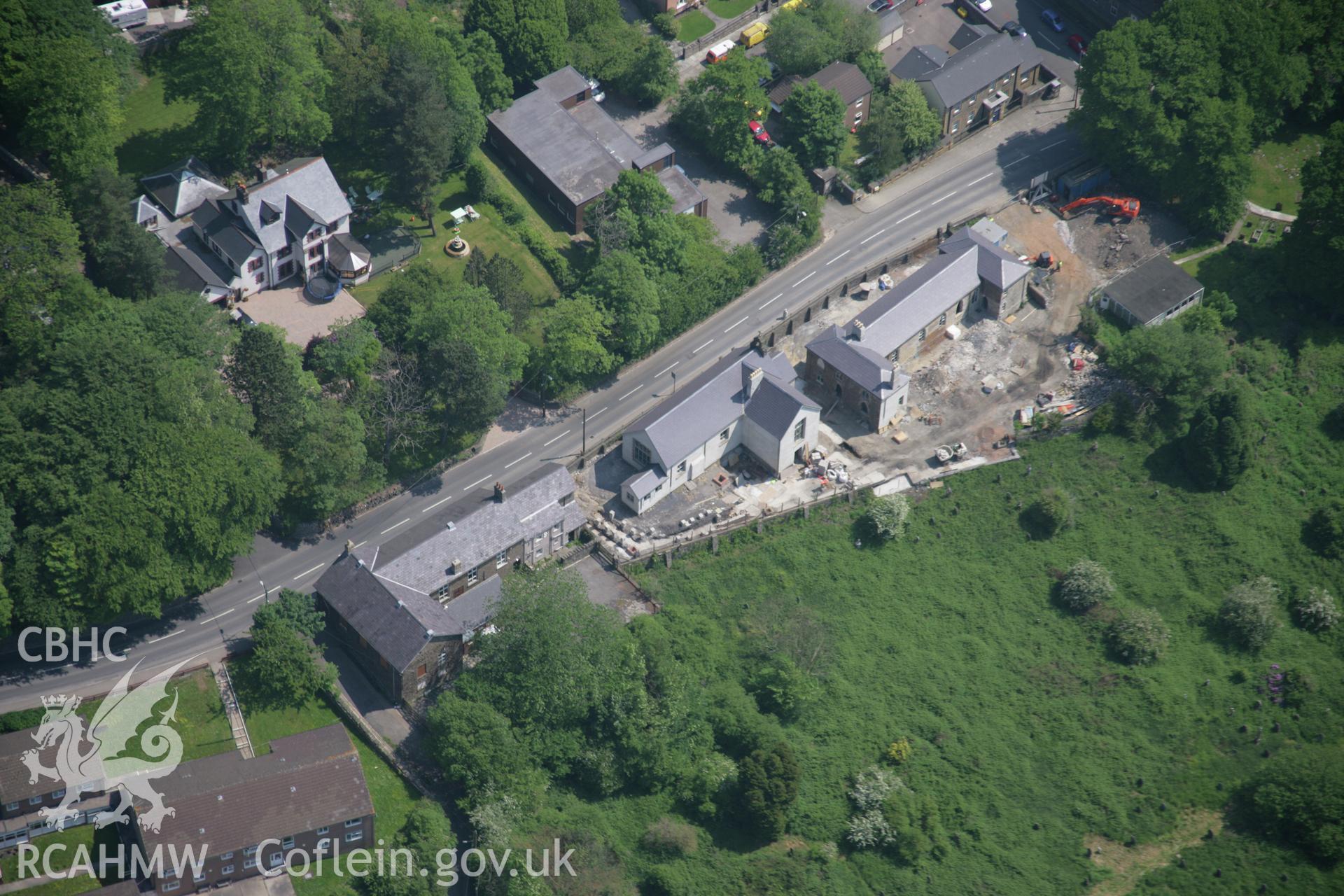 RCAHMW colour oblique aerial photograph of St Peter's School, Church Road, Blaenavon, from the south-west. Taken on 09 June 2006 by Toby Driver.