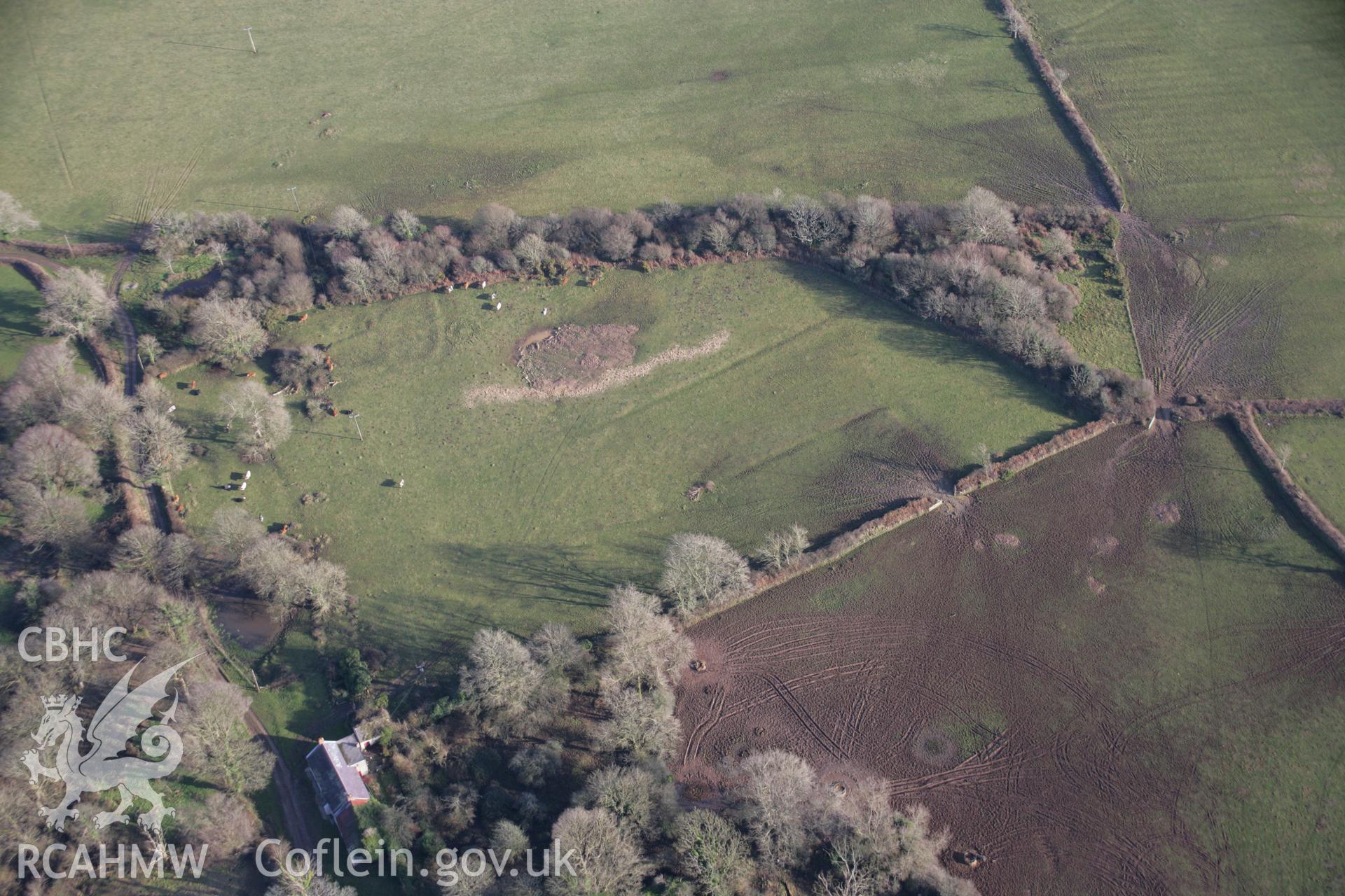 RCAHMW colour oblique aerial photograph of Old Henllys, viewed from the west. Taken on 26 January 2006 by Toby Driver.