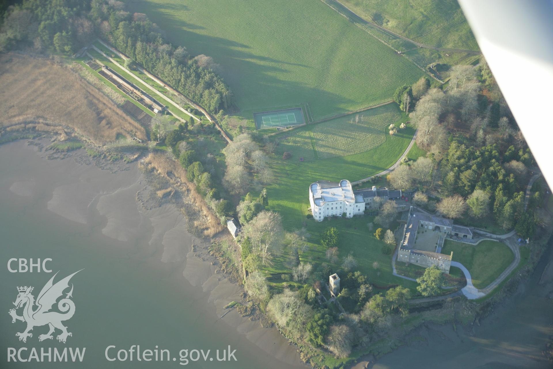 RCAHMW colour oblique aerial photograph of Slebech Park Garden from the east. Taken on 26 January 2006 by Toby Driver.