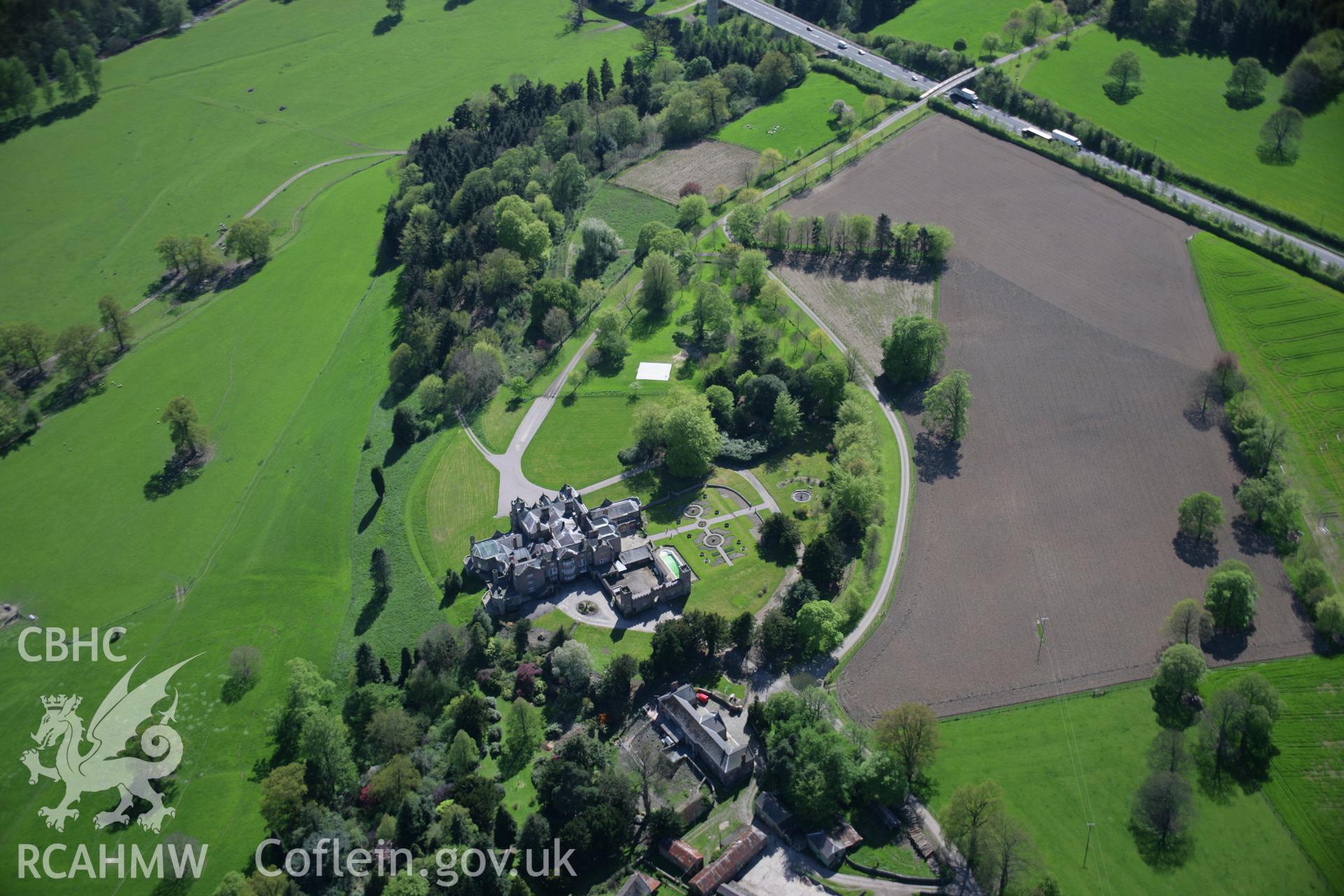 RCAHMW digital colour oblique photograph of Brynkinallt Hall, Chirk, from the north. Taken on 05/05/2006 by T.G. Driver.