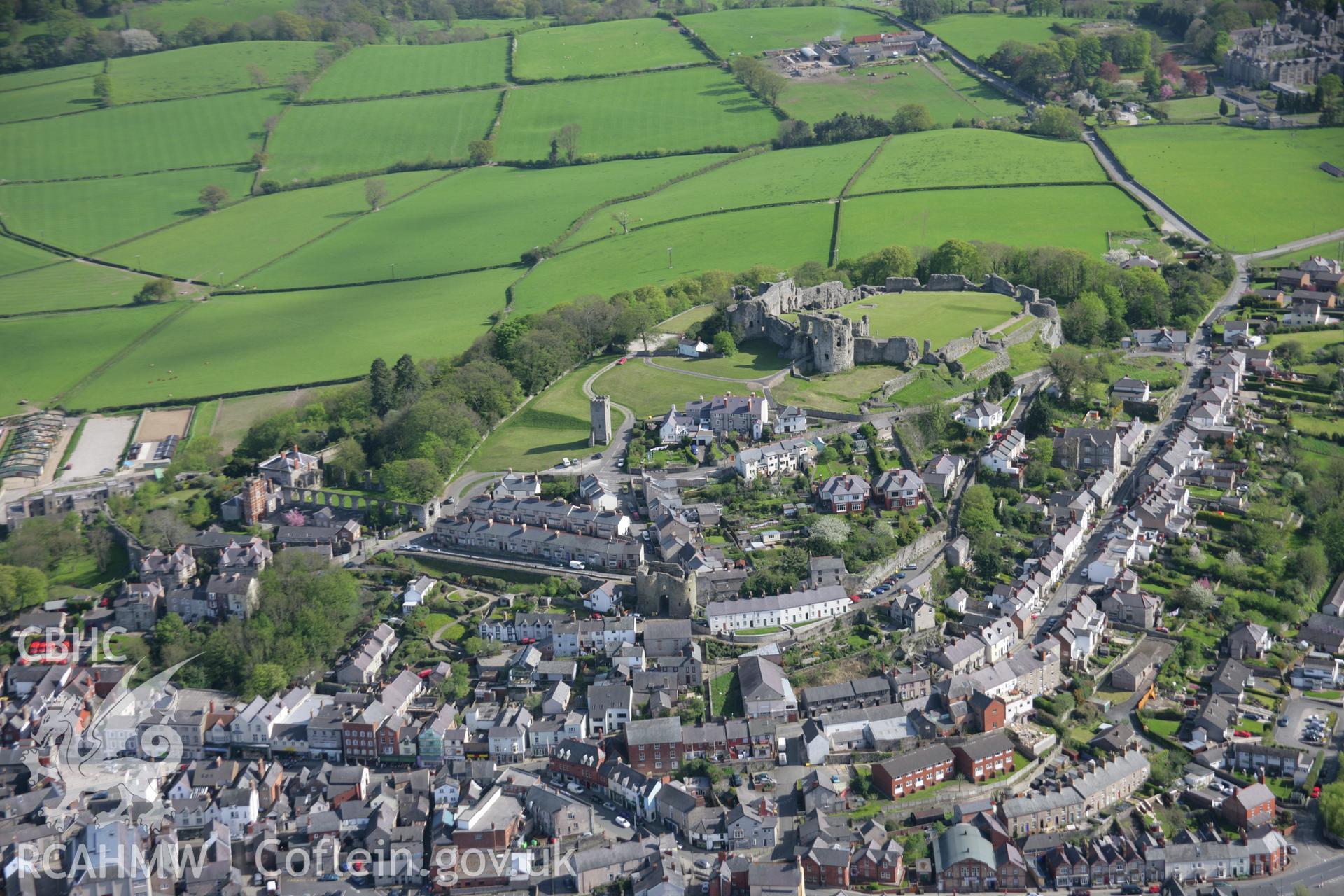 RCAHMW digital colour oblique photograph of Denbigh Upper Town from the north. Taken on 05/05/2006 by T.G. Driver.