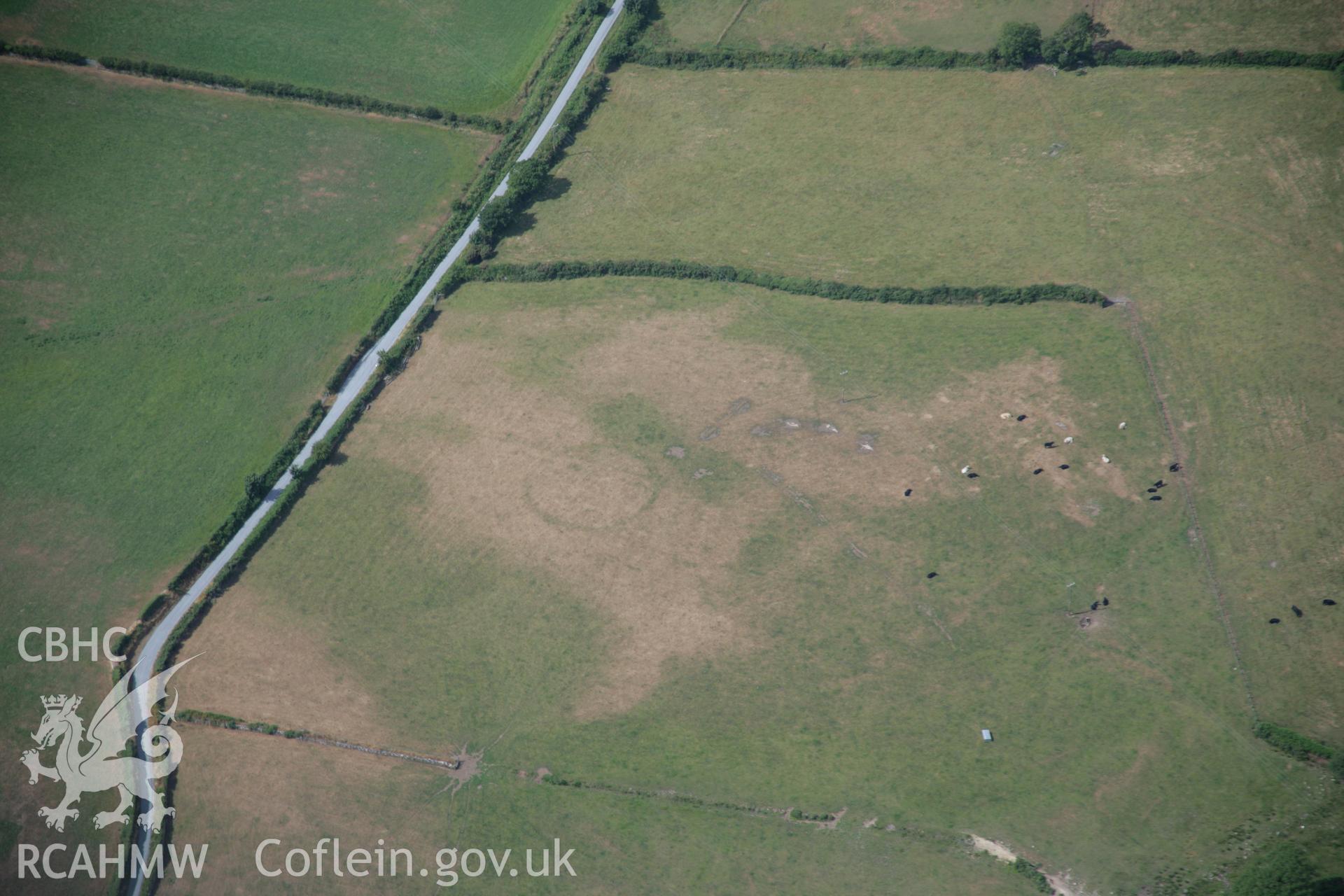 RCAHMW colour oblique aerial photograph of Penarth Fawr ring ditch.. Taken on 25 July 2006 by Toby Driver.